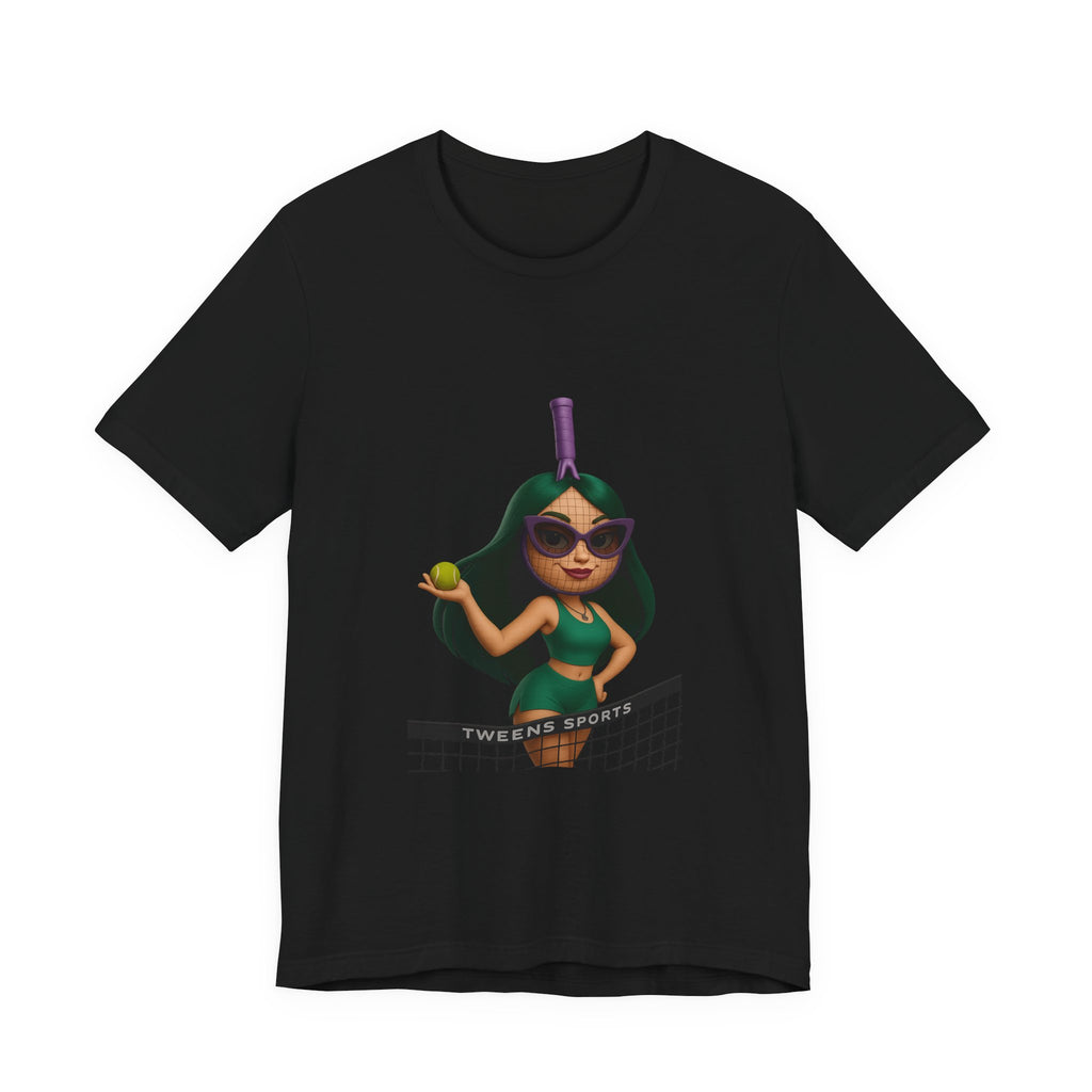 Women's Beach Volleyball Cartoon Tee — 'Queen of the Court' Graphic Shirt