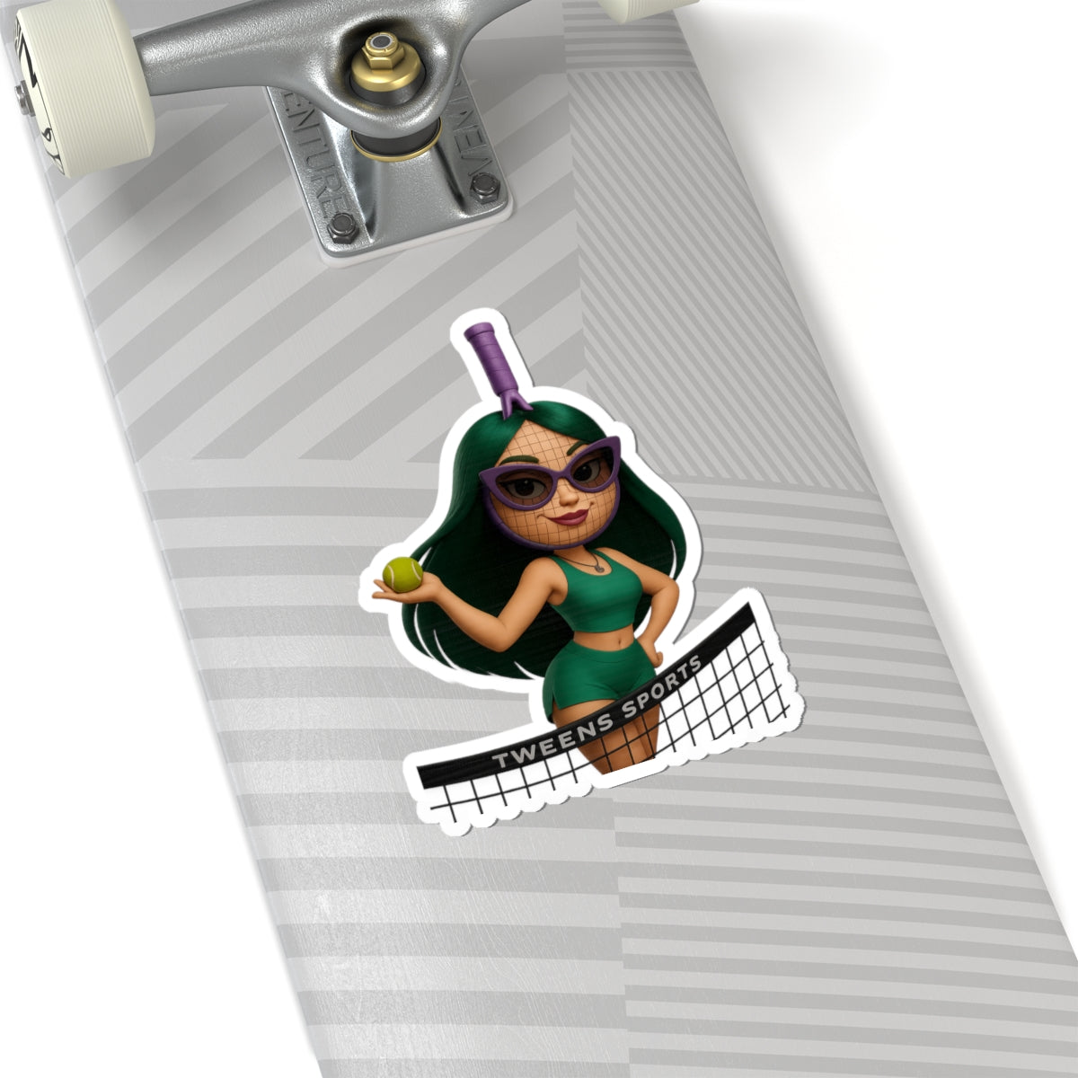 Tweens Tennis Sticker — Cute Retro Girl Tennis Kiss-Cut Sticker ("Tweens Sports")