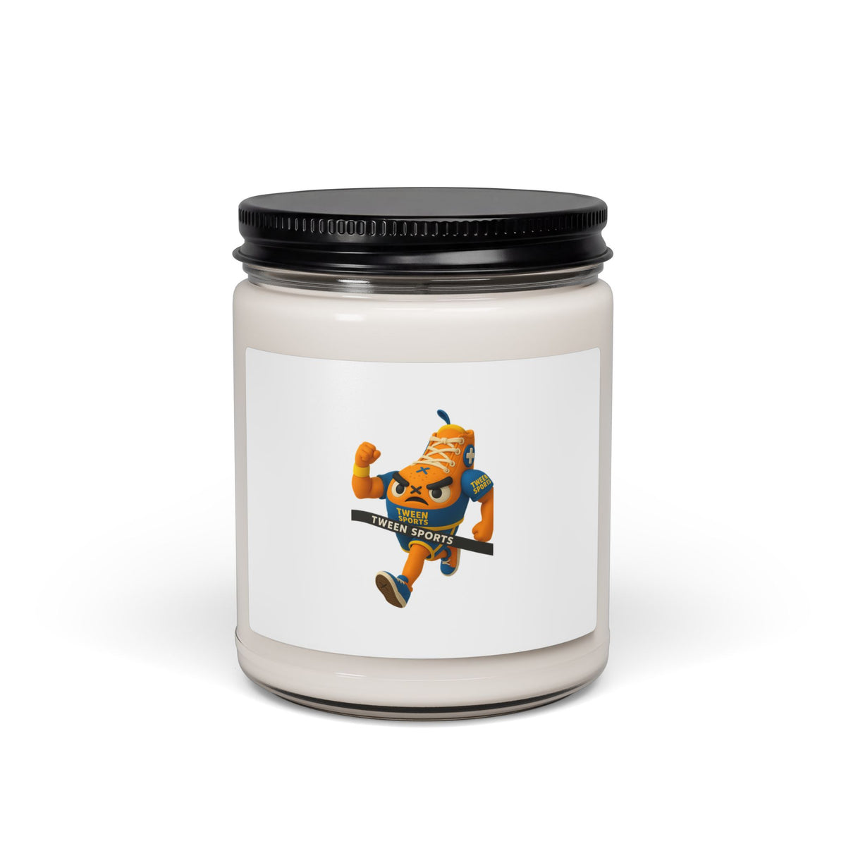 Soy Candle — Citrus Mascot Scented 9oz (Playful Orange Runner Design)
