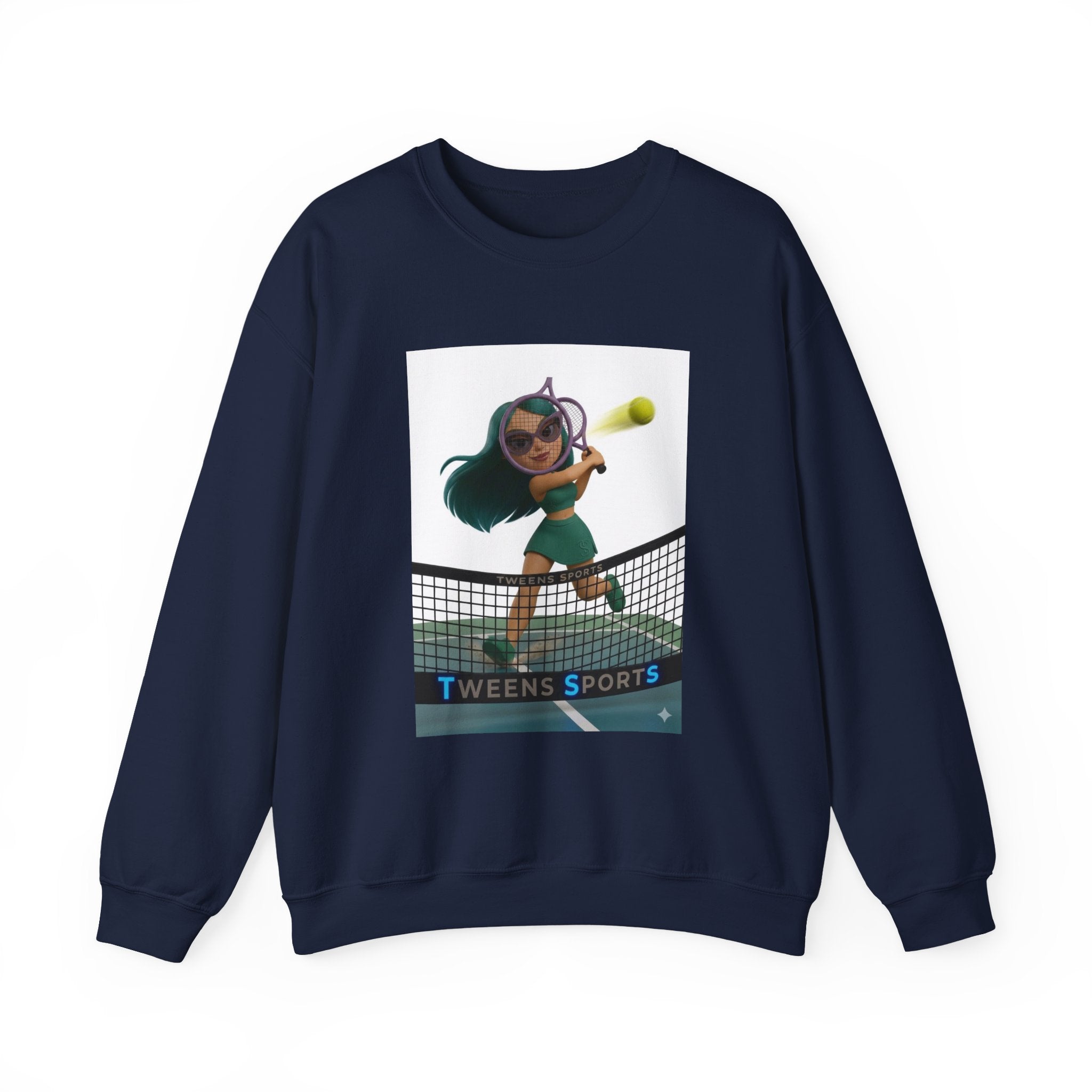 Tween Tennis Crewneck Sweatshirt — "TWEENS SPORTS" Graphic