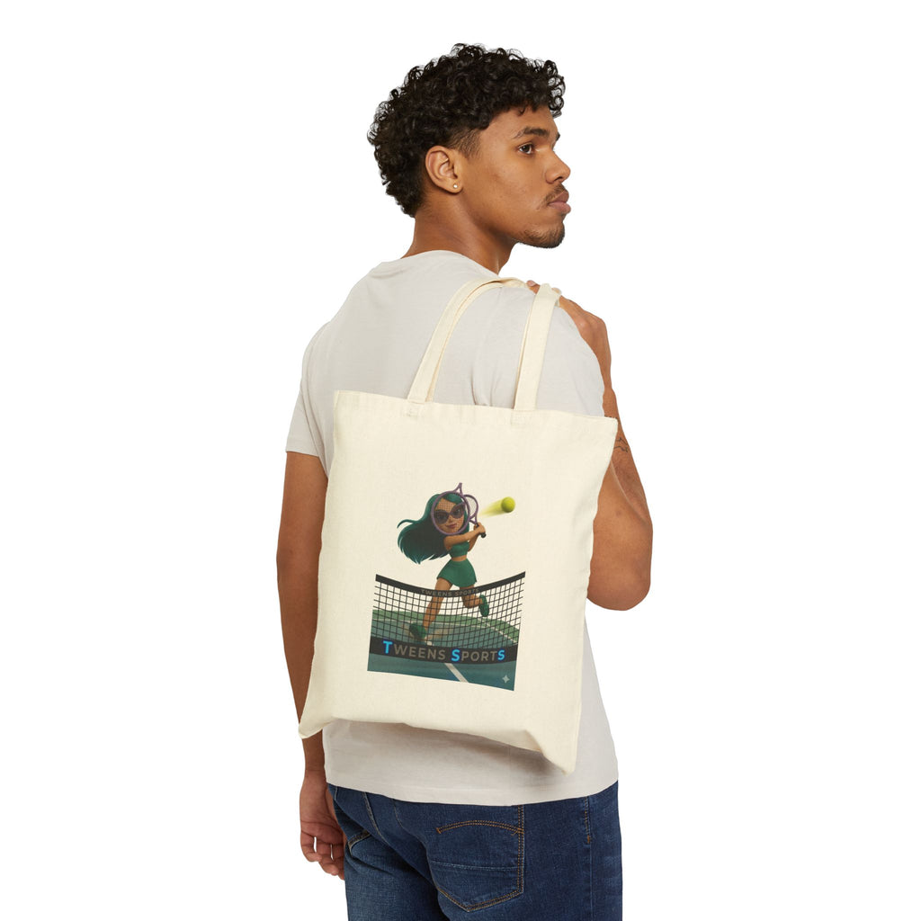 Tennis Girl Canvas Tote Bag — Tween Sports Graphic Cotton Shopper