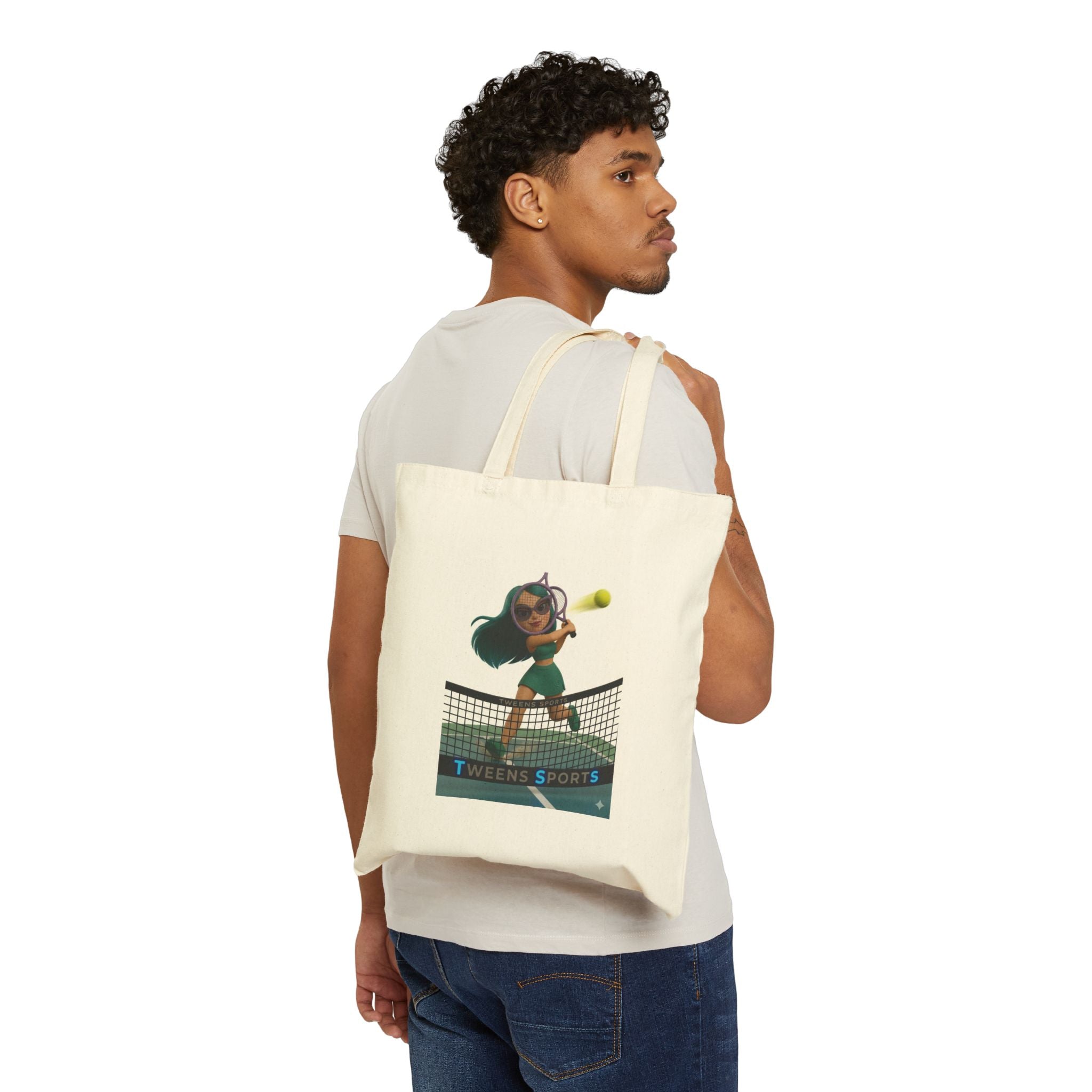 Tennis Girl Canvas Tote Bag — Tween Sports Graphic Cotton Shopper