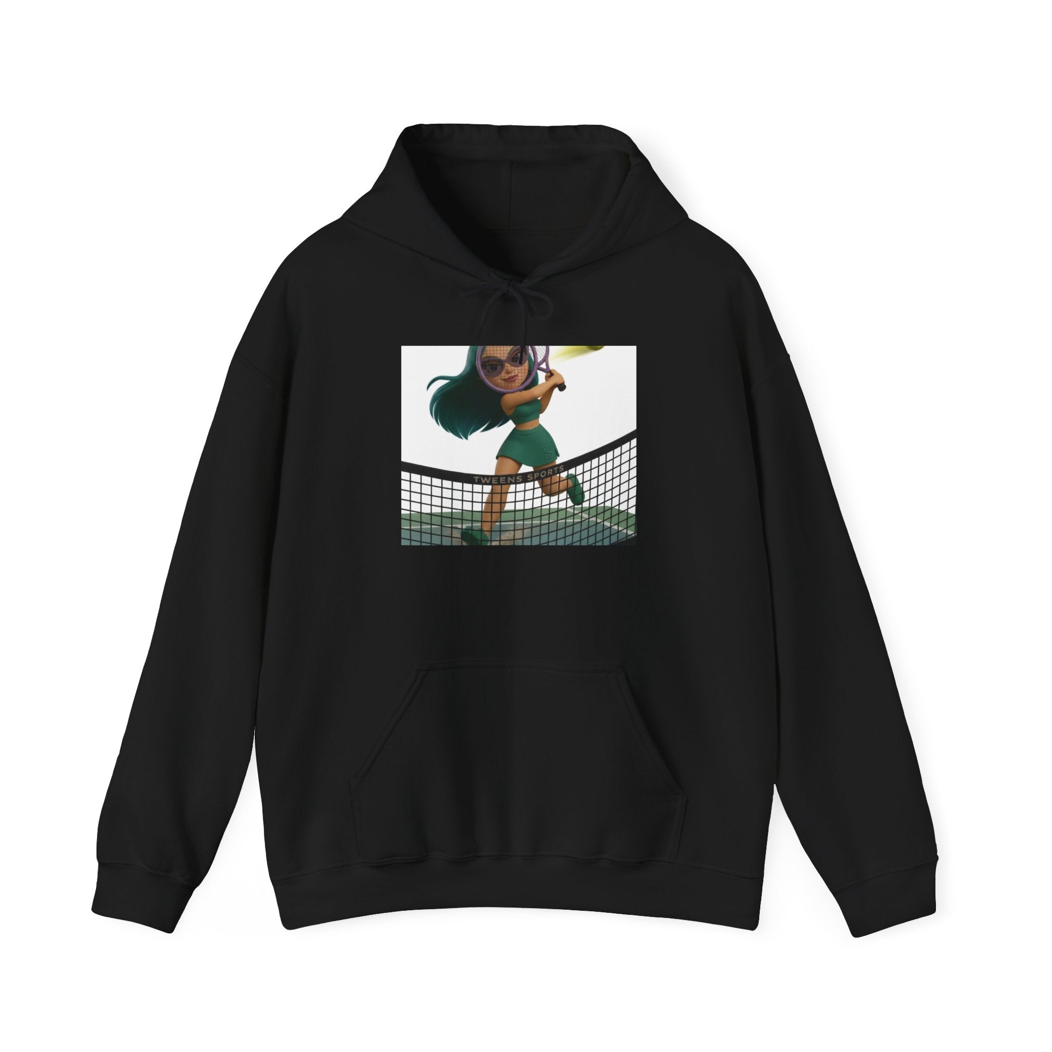 Tennis Hoodie — Cute Girl Tennis Player Illustration Hooded Sweatshirt