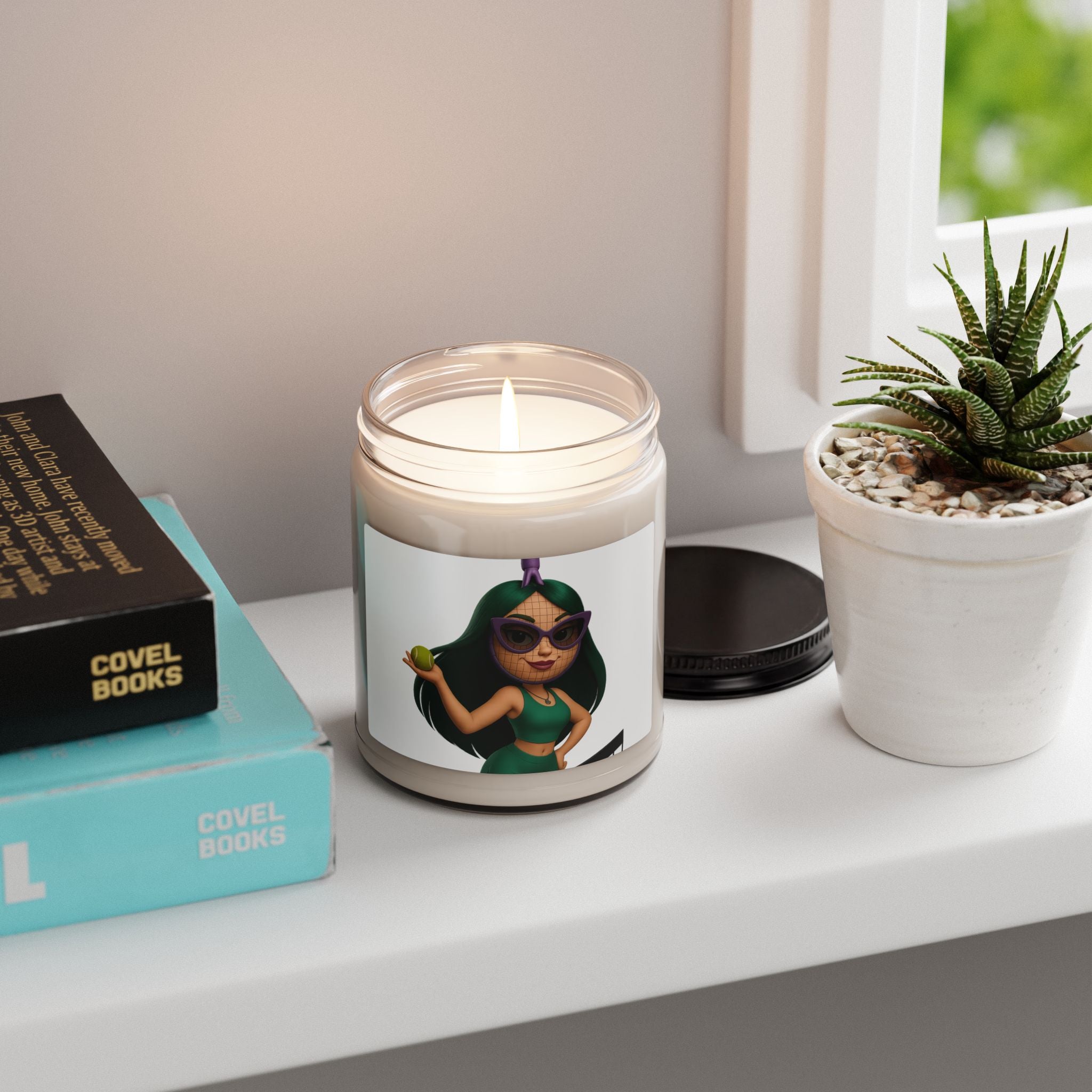 9oz Soy Candle — Green Goddess Emoji Design