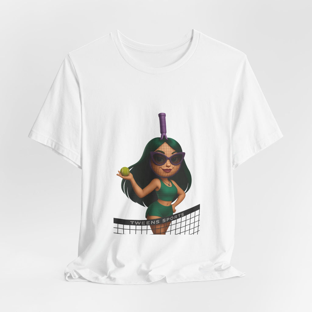 Women's Beach Volleyball Cartoon Tee — 'Queen of the Court' Graphic Shirt