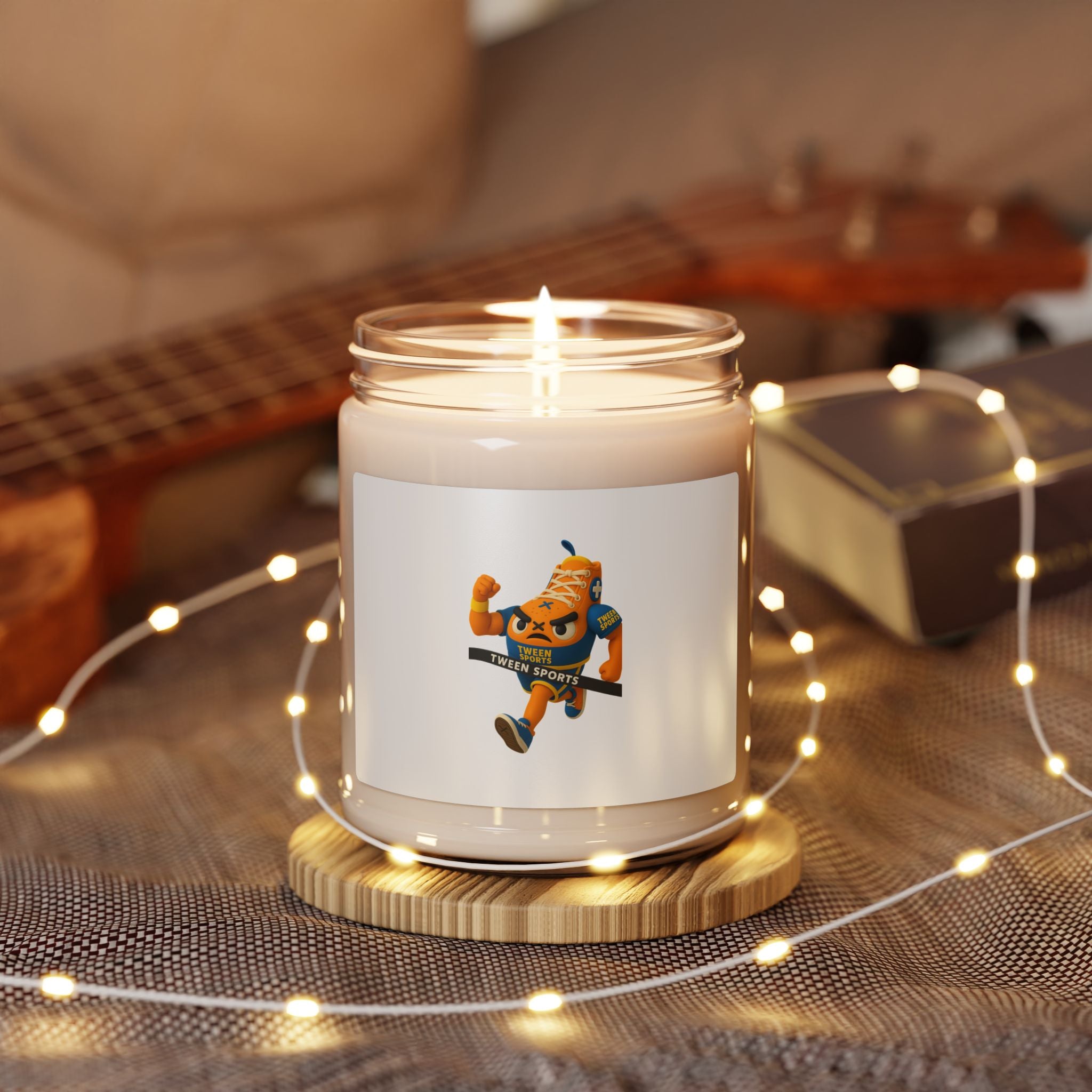 Soy Candle — Citrus Mascot Scented 9oz (Playful Orange Runner Design)