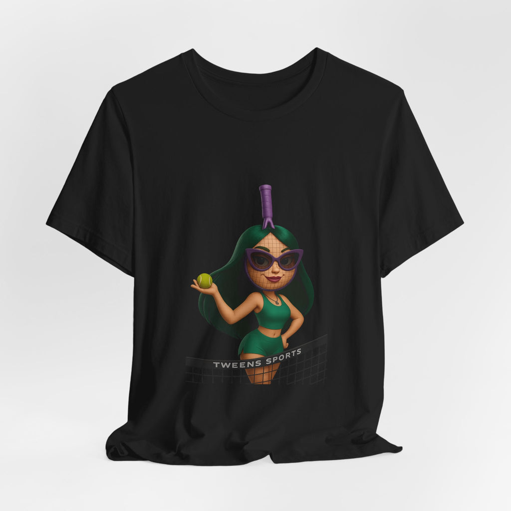 Women's Beach Volleyball Cartoon Tee — 'Queen of the Court' Graphic Shirt