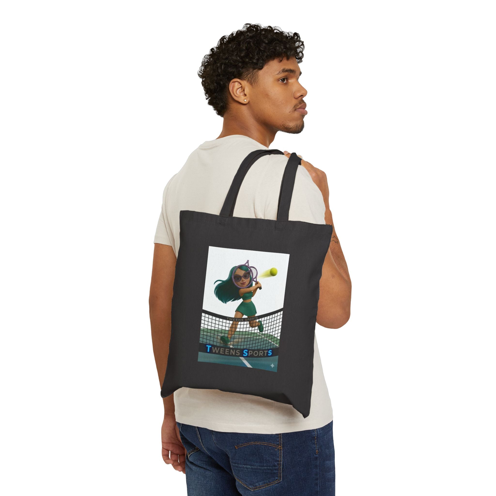Tennis Girl Canvas Tote Bag — Tween Sports Graphic Cotton Shopper