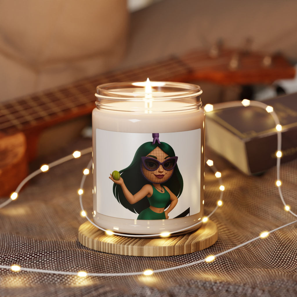 9oz Soy Candle — Green Goddess Emoji Design