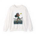Tween Tennis Crewneck Sweatshirt — 'Tweens Sports' Cute Girl Tennis Graphic