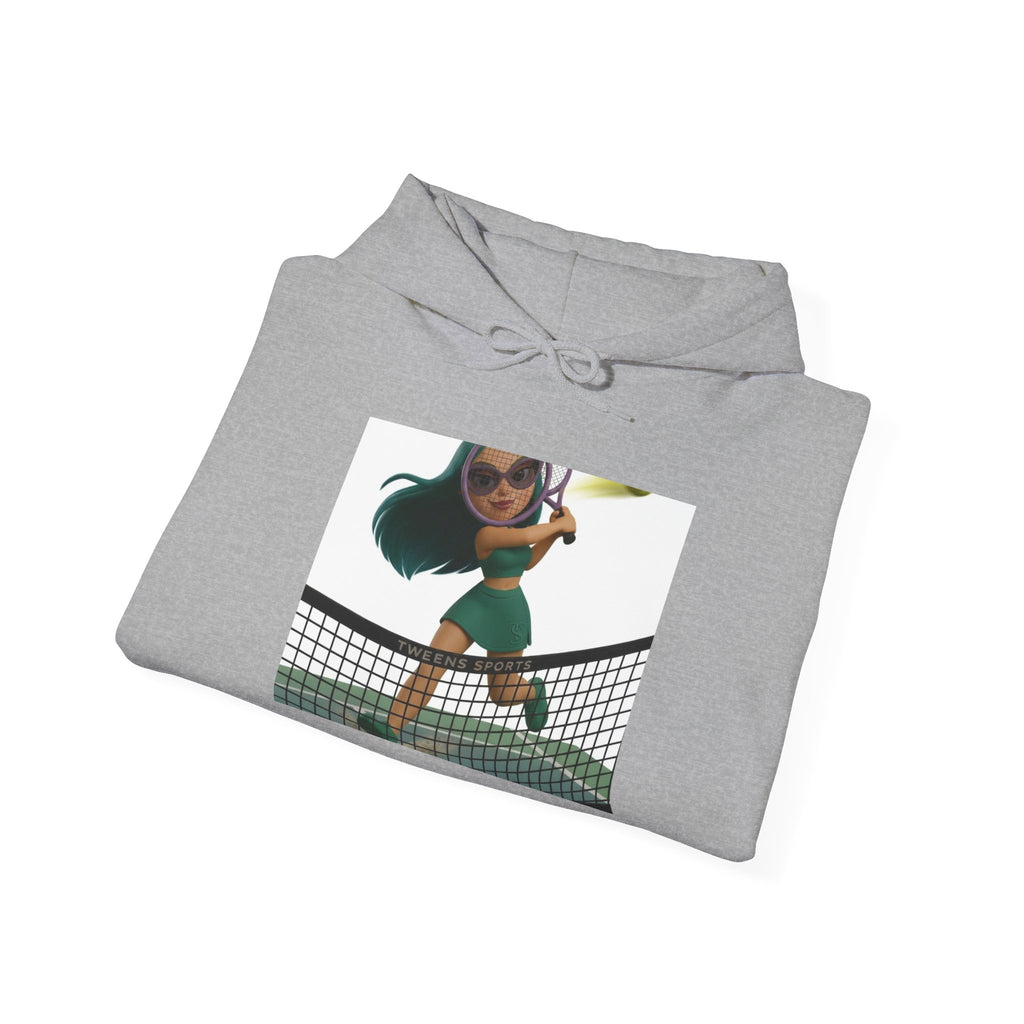 Tennis Hoodie — Cute Girl Tennis Player Illustration Hooded Sweatshirt