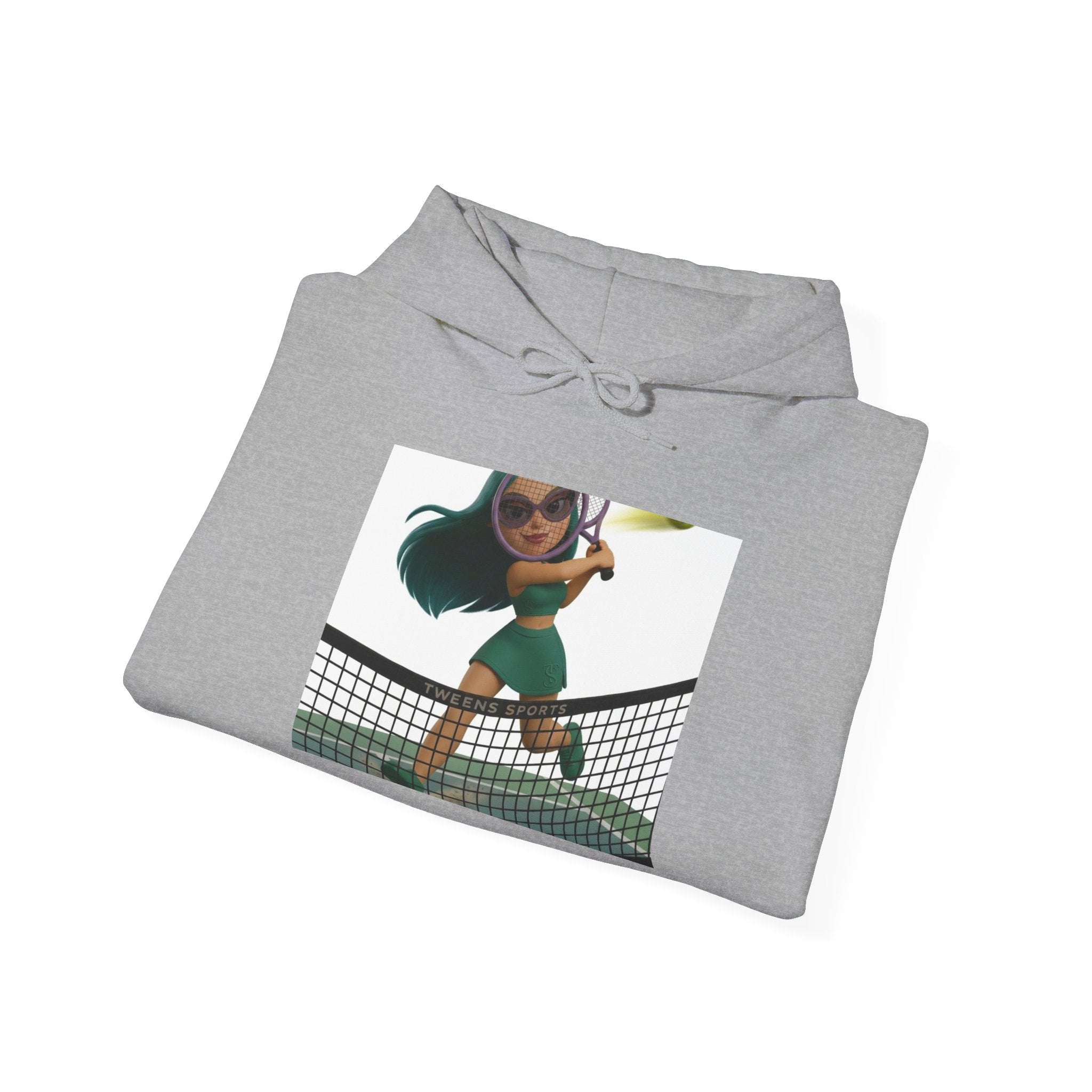 Tennis Hoodie — Cute Girl Tennis Player Illustration Hooded Sweatshirt