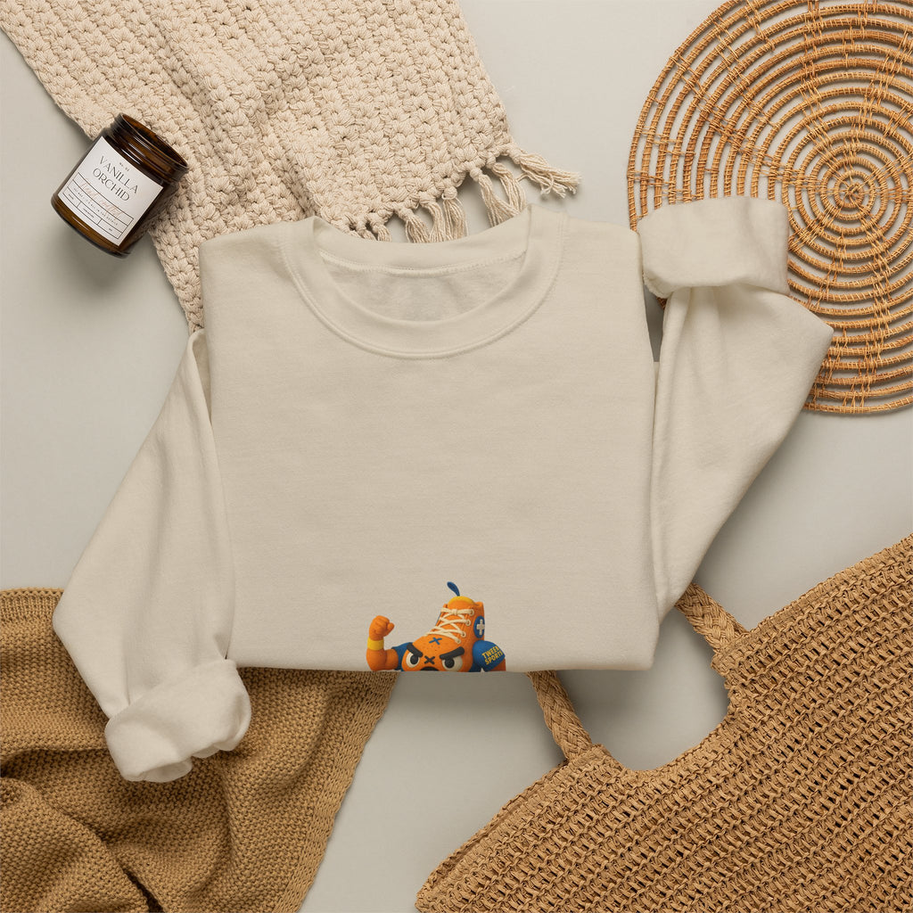 Pumpkin Skate Crewneck Sweatshirt — Cute Autumn Skateboarding Graphic