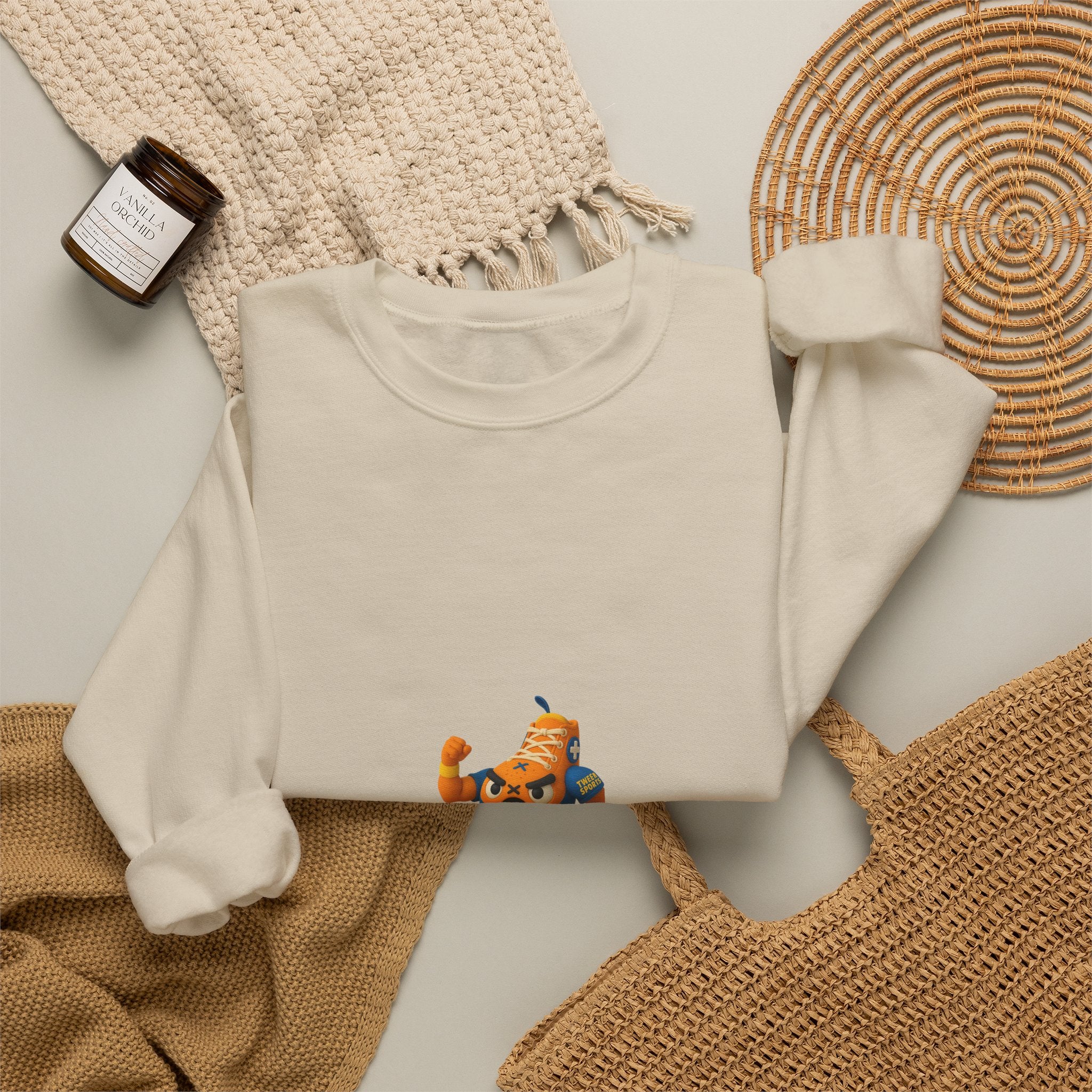 Pumpkin Skate Crewneck Sweatshirt — Cute Autumn Skateboarding Graphic