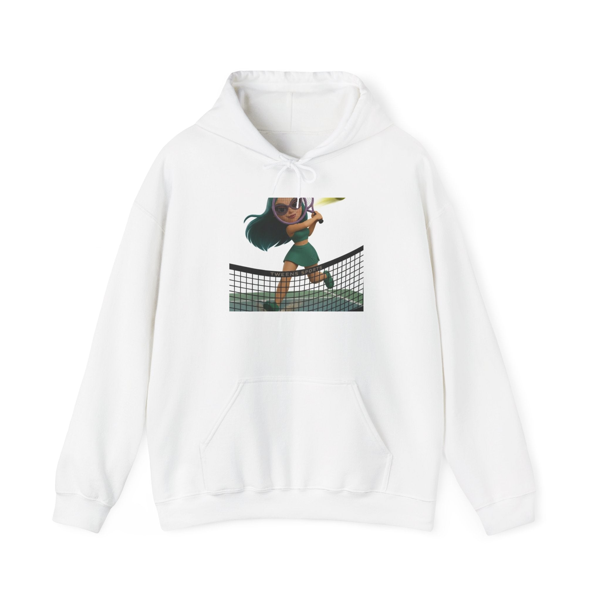 Tennis Hoodie — Cute Girl Tennis Player Illustration Hooded Sweatshirt
