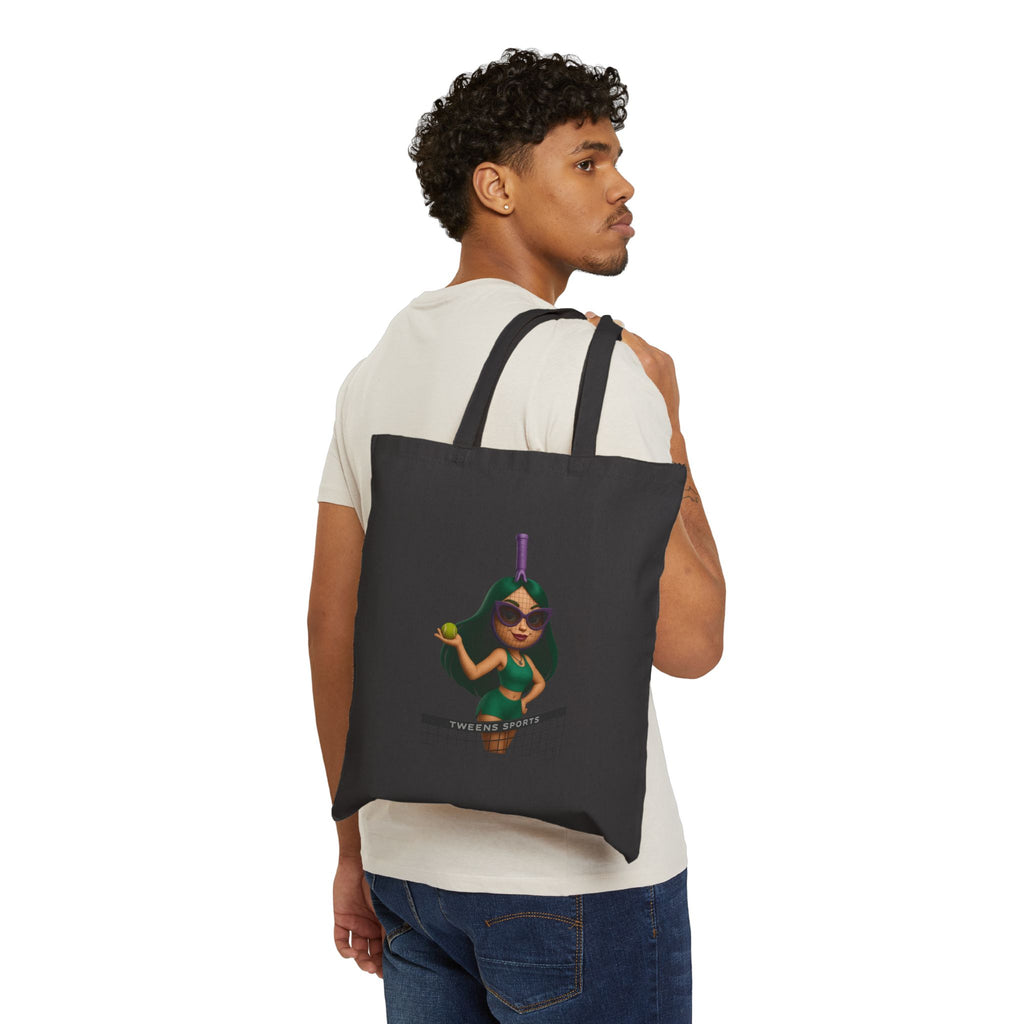 Beach Volleyball Girl Tote Bag – Cute Female Player Graphic Cotton Canvas Tote