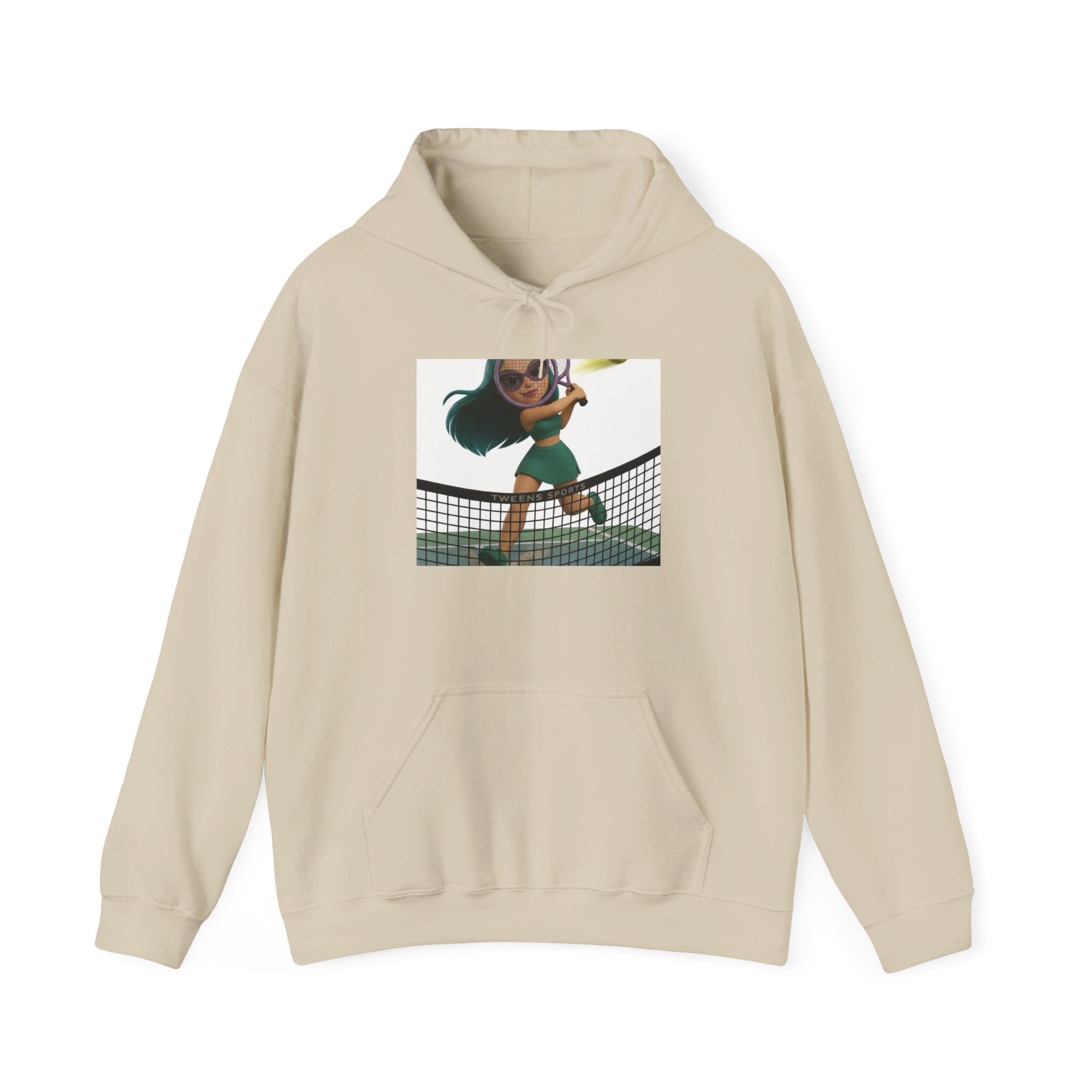Tennis Hoodie — Cute Girl Tennis Player Illustration Hooded Sweatshirt
