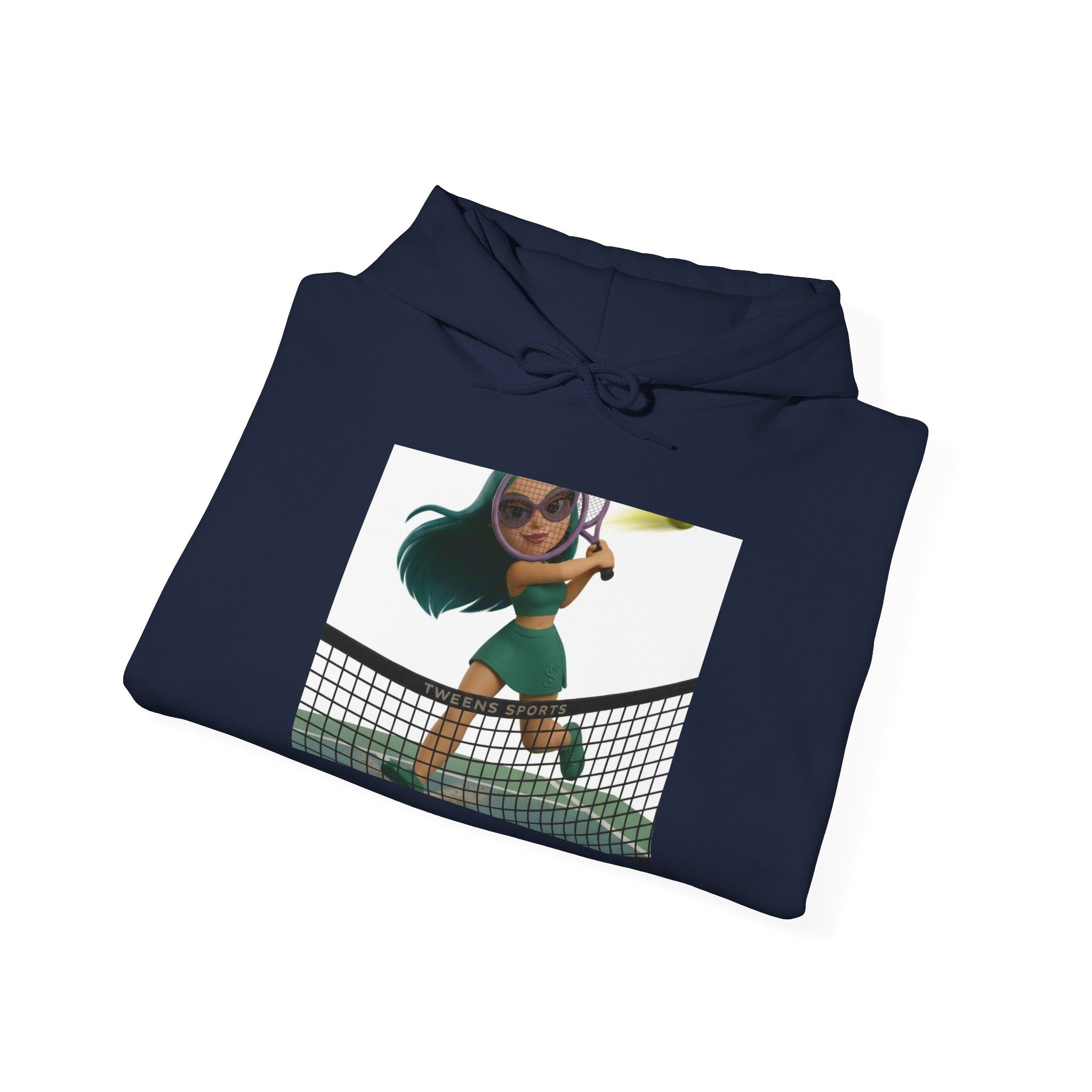 Tennis Hoodie — Cute Girl Tennis Player Illustration Hooded Sweatshirt