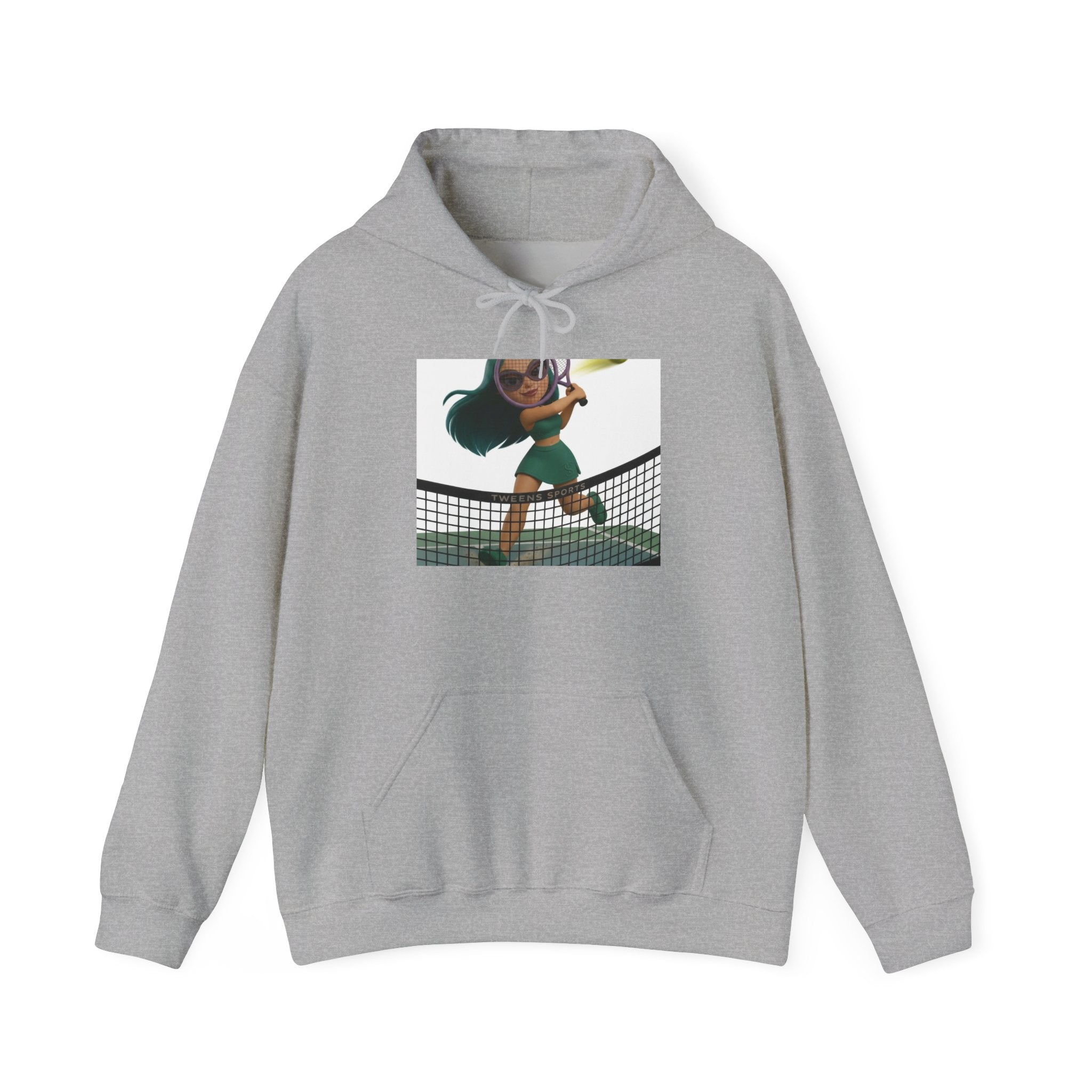 Tennis Hoodie — Cute Girl Tennis Player Illustration Hooded Sweatshirt
