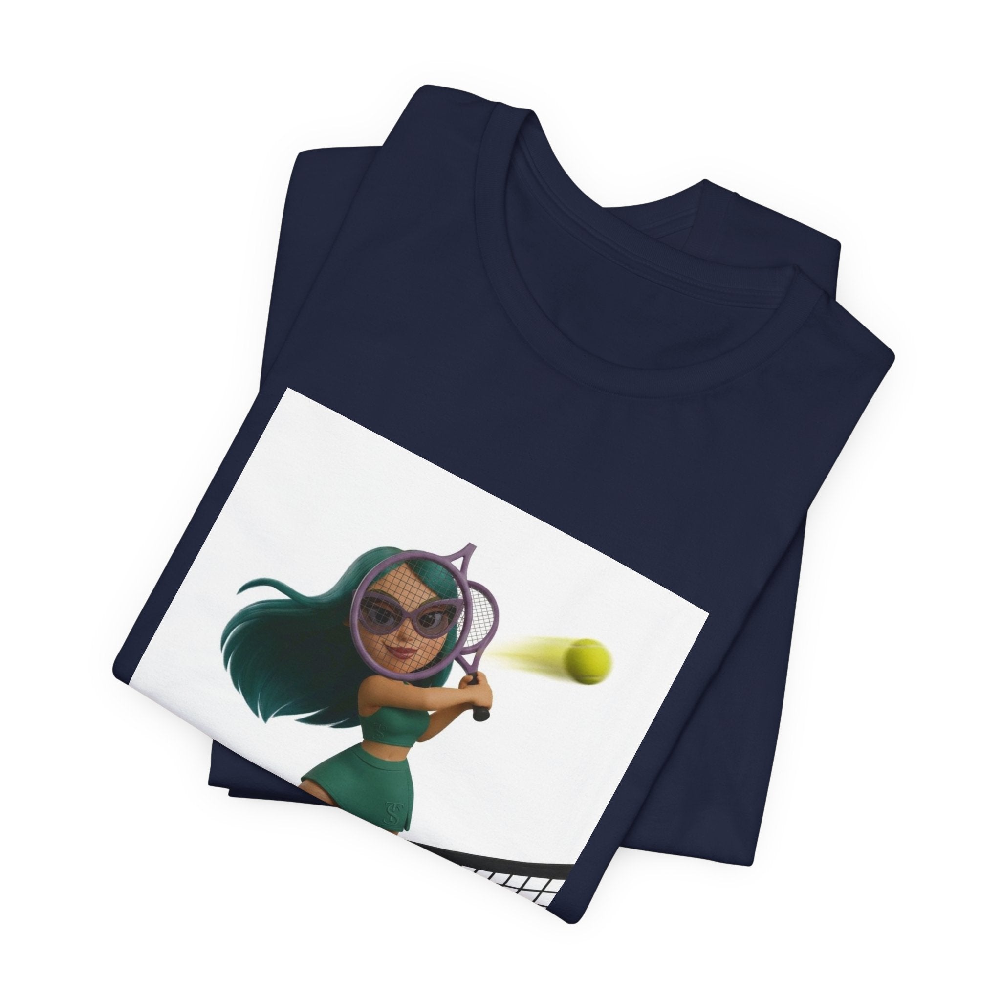 Tween Sports Tennis Tee — Girls' Cartoon Tennis Player Graphic T-Shirt