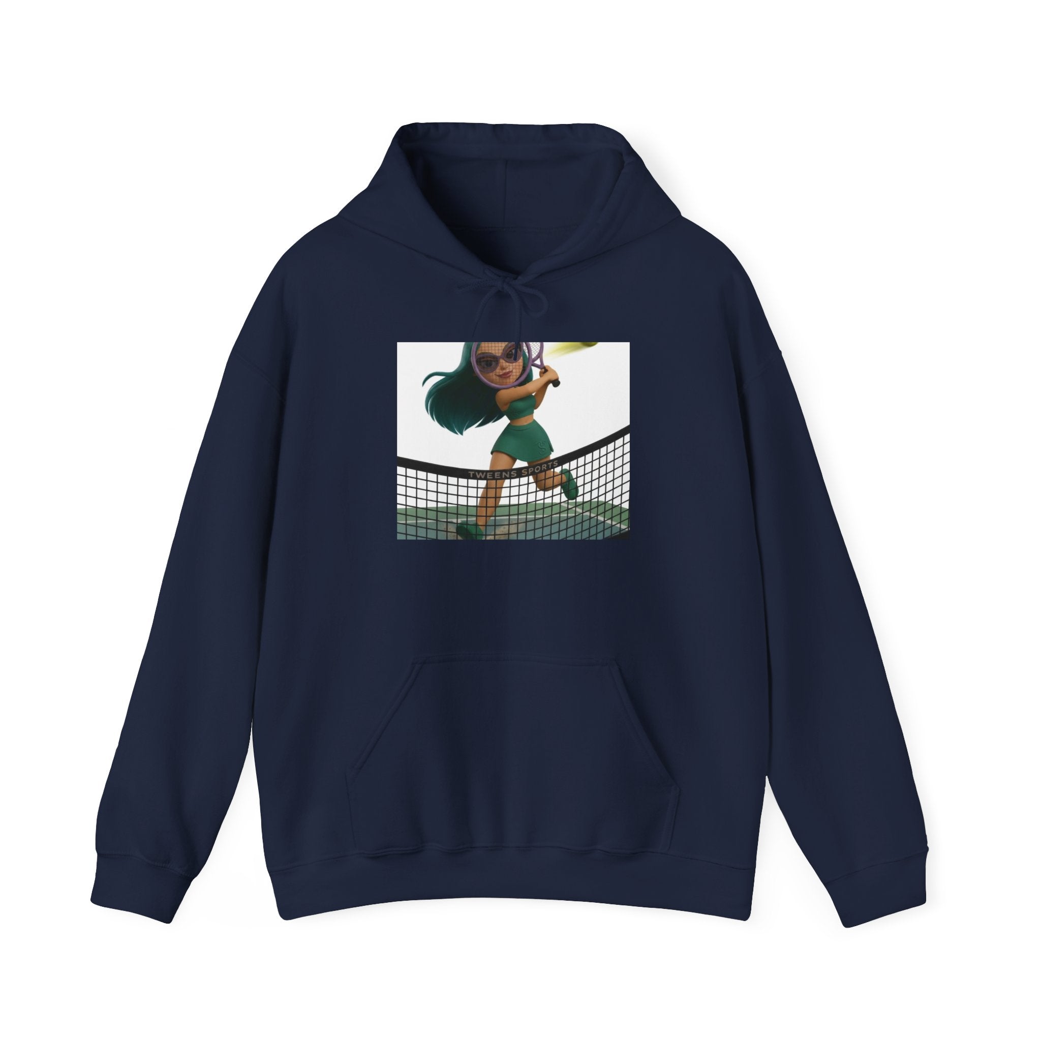 Tennis Hoodie — Cute Girl Tennis Player Illustration Hooded Sweatshirt