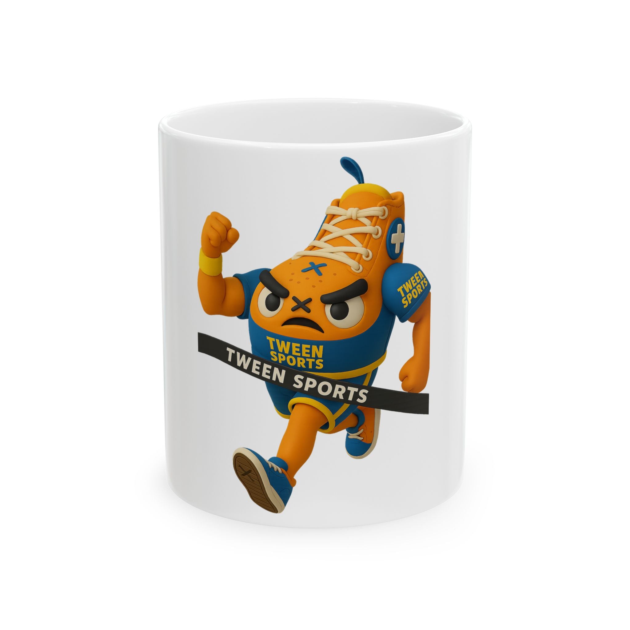 Tween Sports Mascot Ceramic Mug — Energetic Running Sneaker Design (11oz, 15oz)