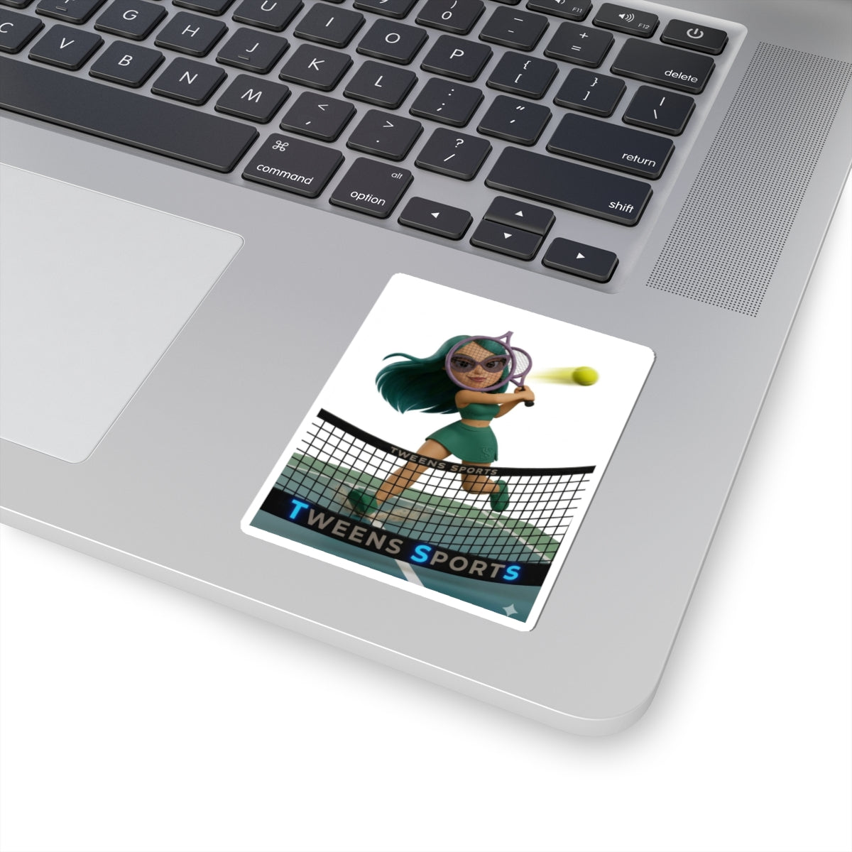 Tweens Sports Tennis Sticker — Cute Girl Tennis Player Kiss-Cut Sticker