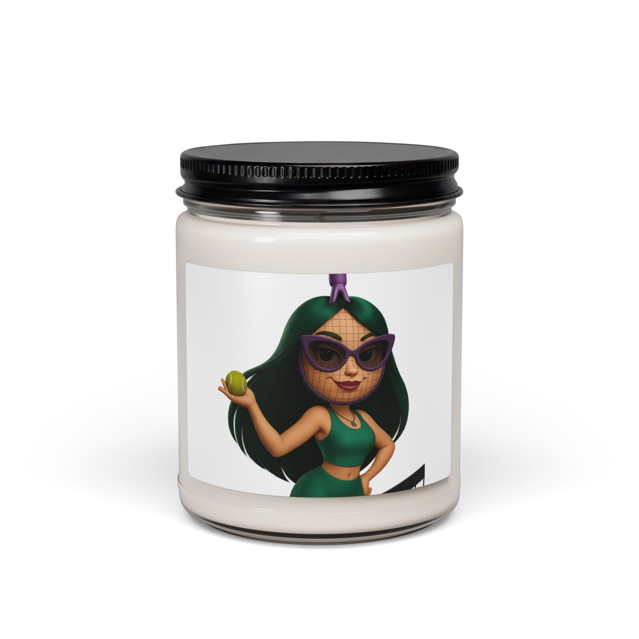 9oz Soy Candle — Green Goddess Emoji Design