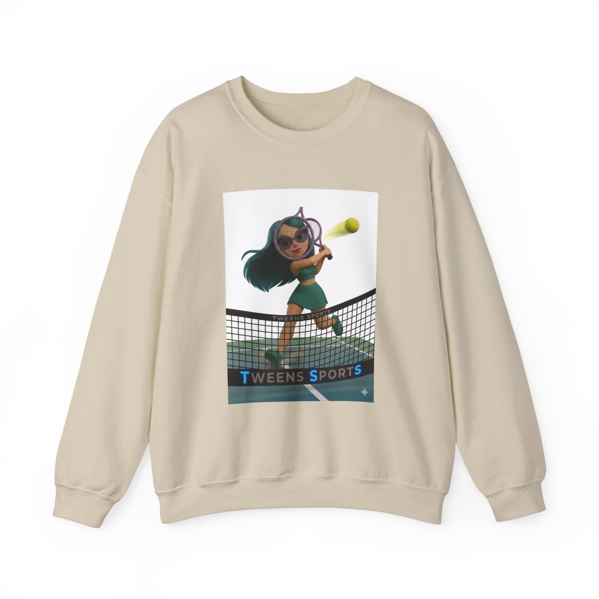 Tween Tennis Crewneck Sweatshirt — "TWEENS SPORTS" Graphic