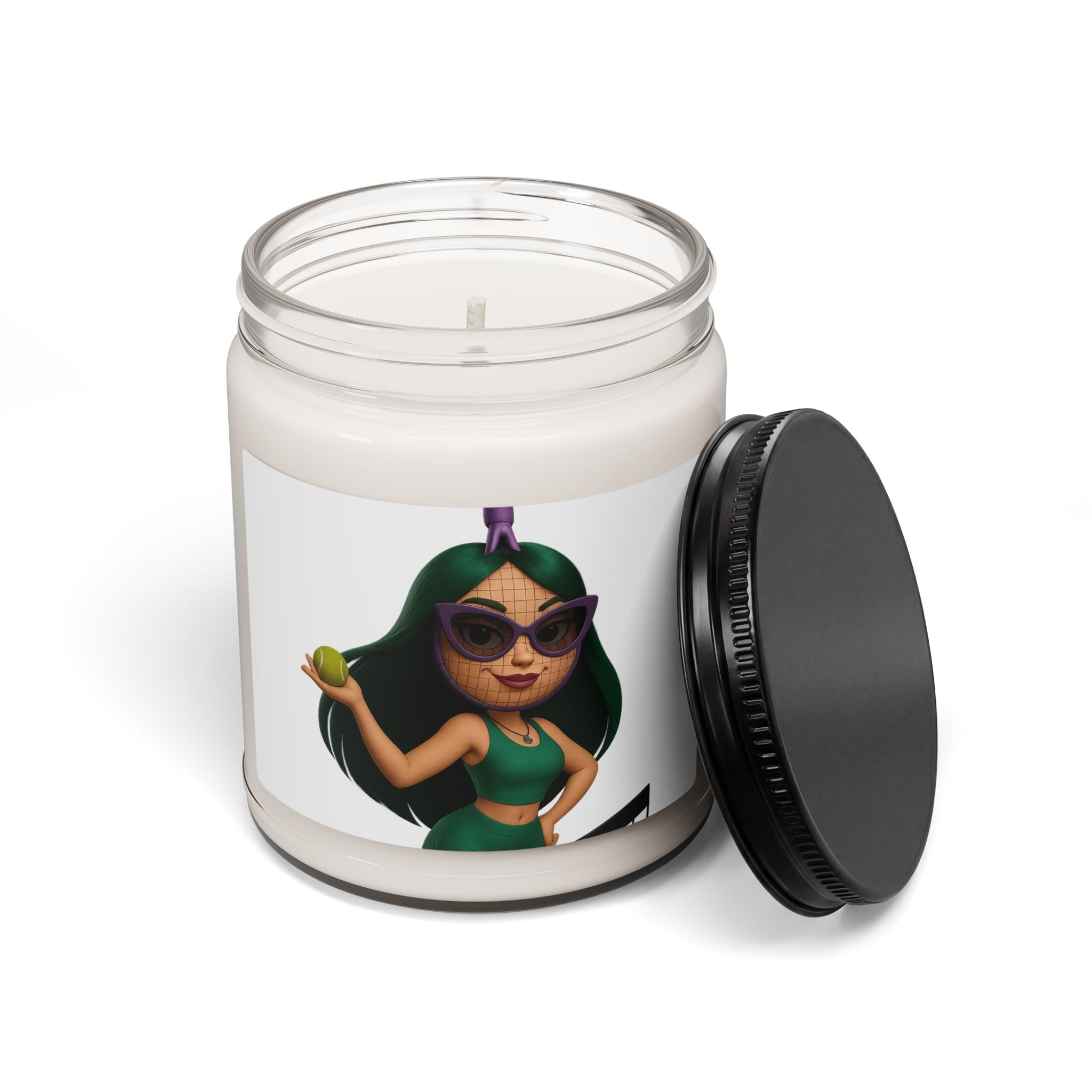 9oz Soy Candle — Green Goddess Emoji Design