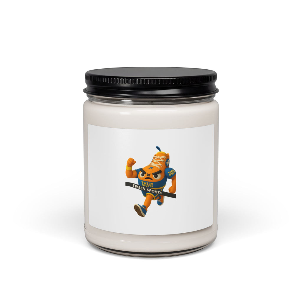 Soy Candle — Citrus Mascot Scented 9oz (Playful Orange Runner Design)