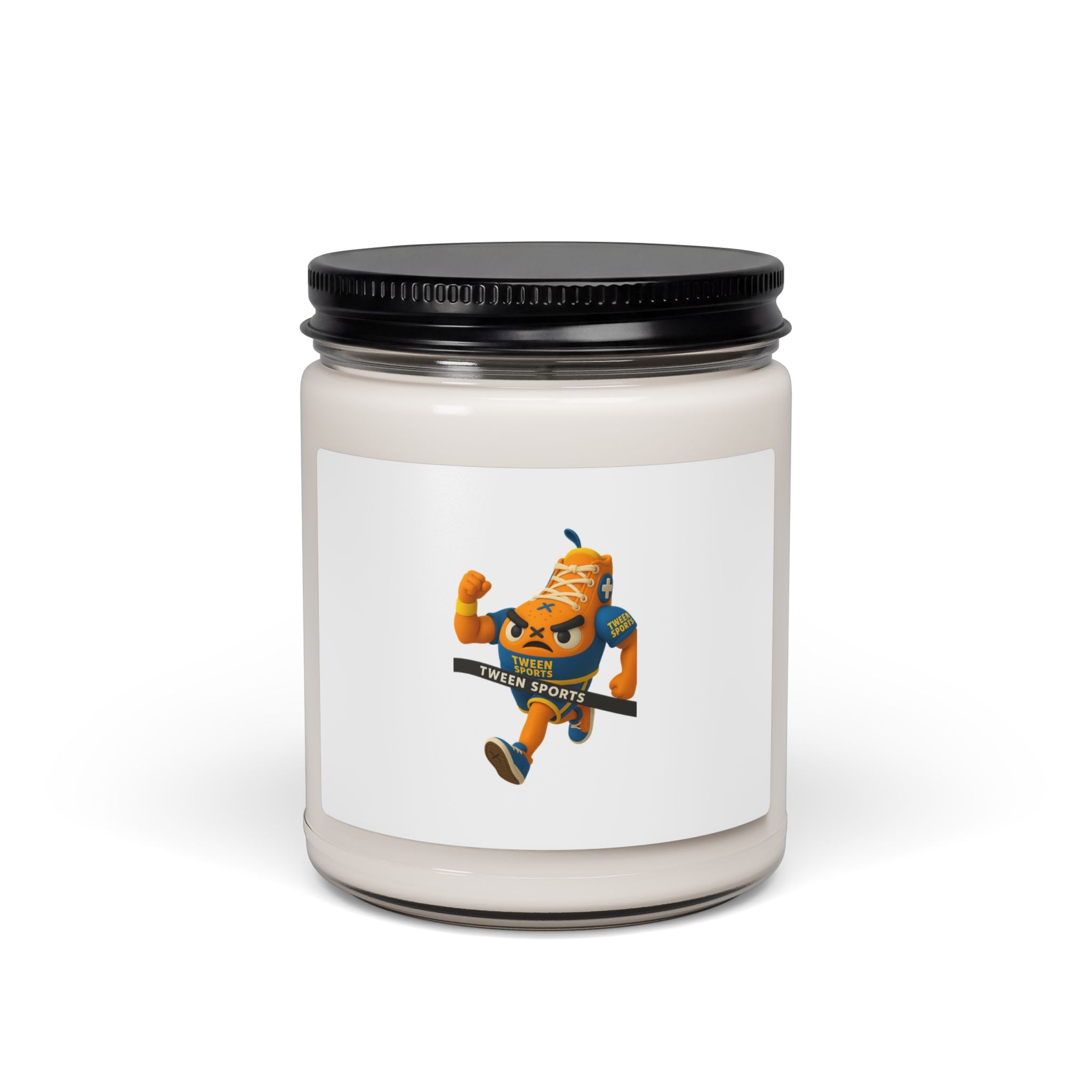 Soy Candle — Citrus Mascot Scented 9oz (Playful Orange Runner Design)