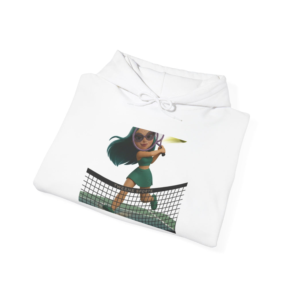 Tennis Hoodie — Cute Girl Tennis Player Illustration Hooded Sweatshirt