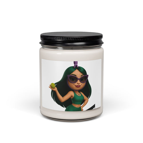 9oz Soy Candle — Green Goddess Emoji Design