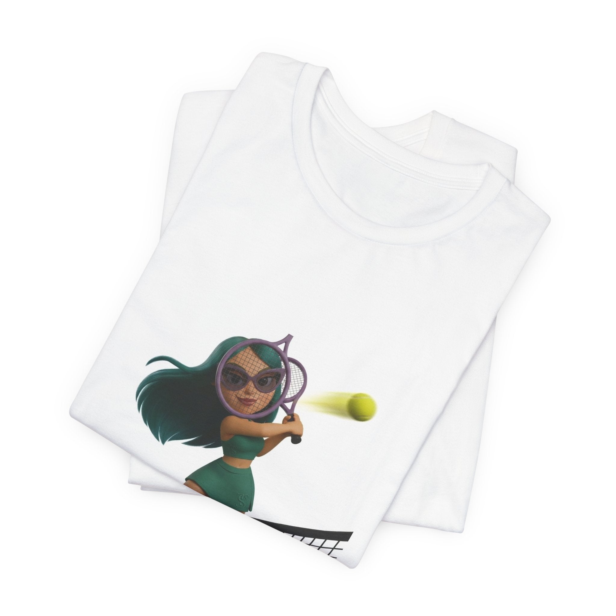 Tween Sports Tennis Tee — Girls' Cartoon Tennis Player Graphic T-Shirt