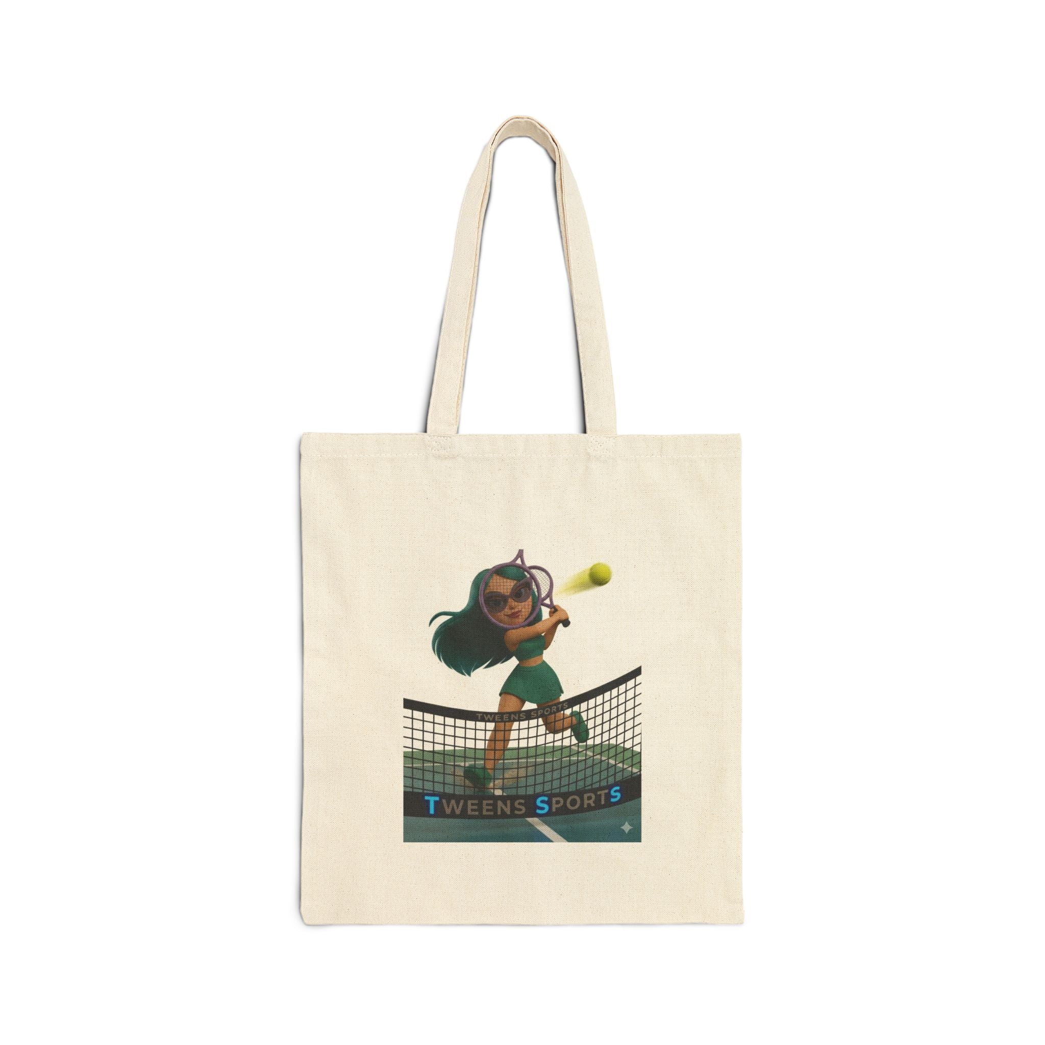 Tennis Girl Canvas Tote Bag — Tween Sports Graphic Cotton Shopper