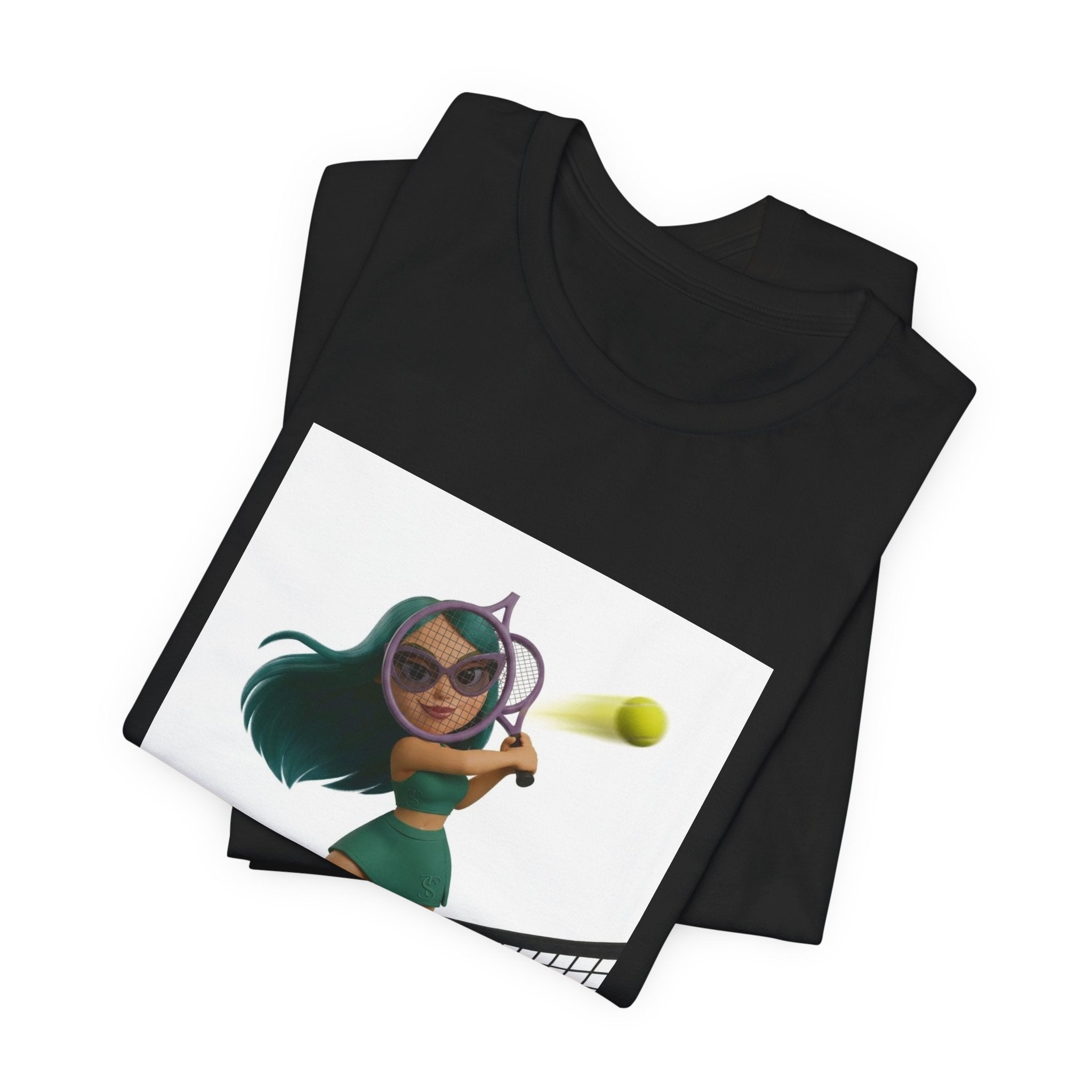 Tween Sports Tennis Tee — Girls' Cartoon Tennis Player Graphic T-Shirt
