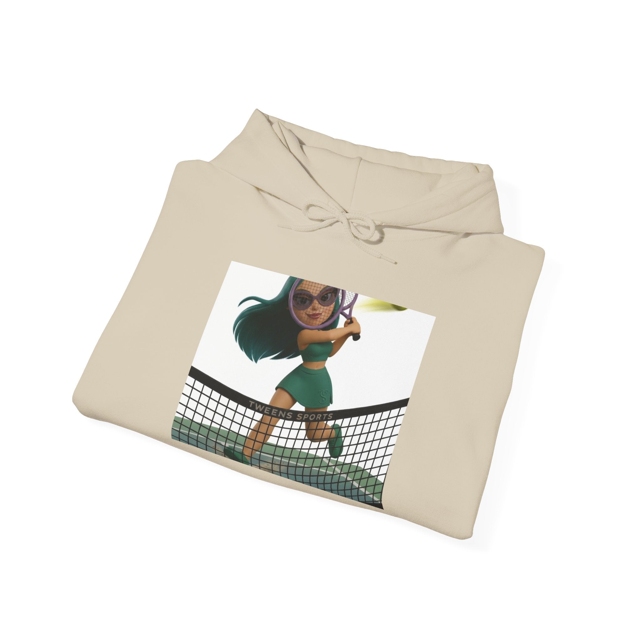 Tennis Hoodie — Cute Girl Tennis Player Illustration Hooded Sweatshirt