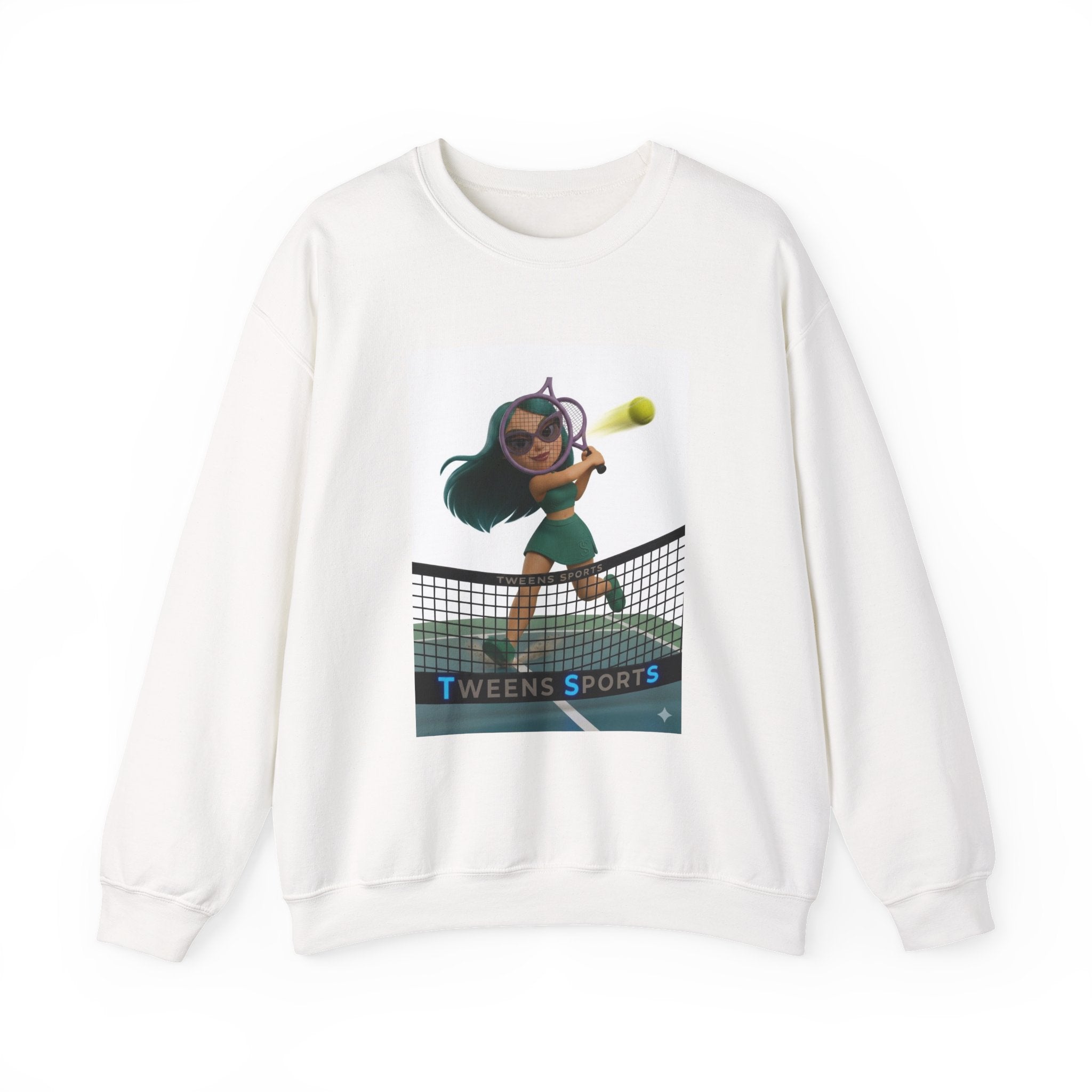 Tween Tennis Crewneck Sweatshirt — "TWEENS SPORTS" Graphic