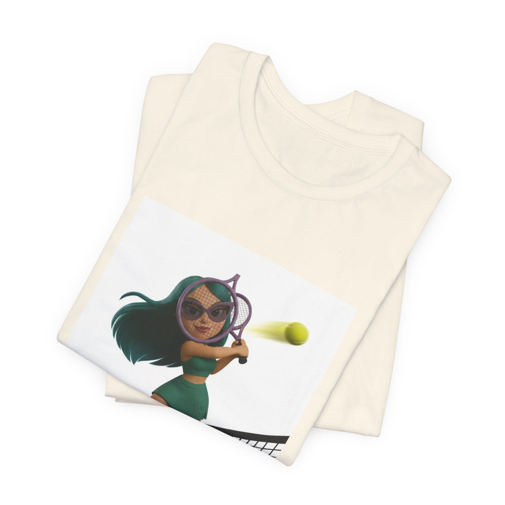 Tween Sports Tennis Tee — Girls' Cartoon Tennis Player Graphic T-Shirt