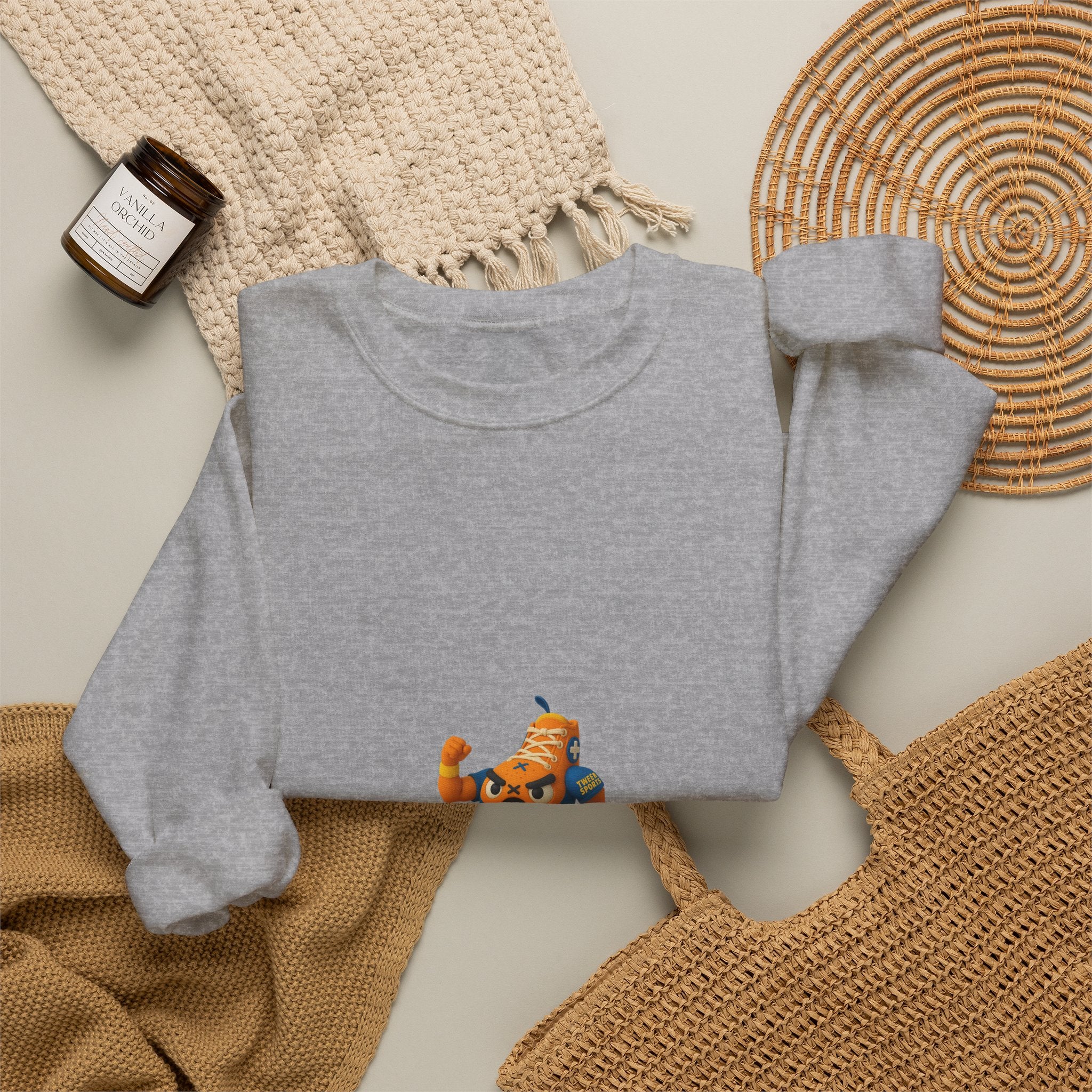 Pumpkin Skate Crewneck Sweatshirt — Cute Autumn Skateboarding Graphic