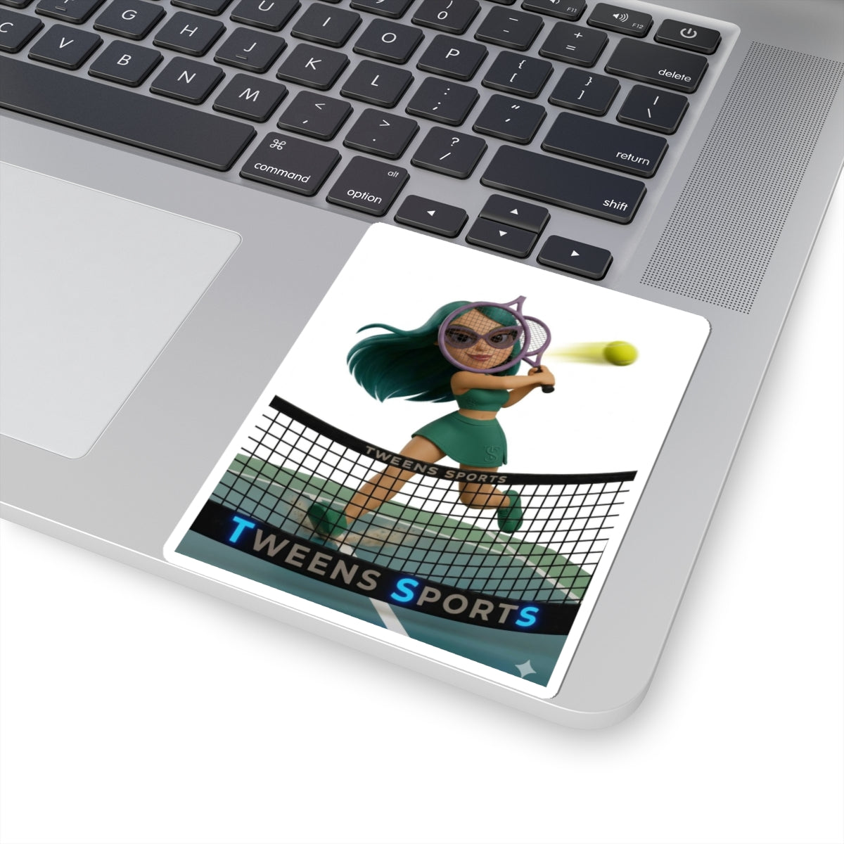Tweens Sports Tennis Sticker — Cute Girl Tennis Player Kiss-Cut Sticker