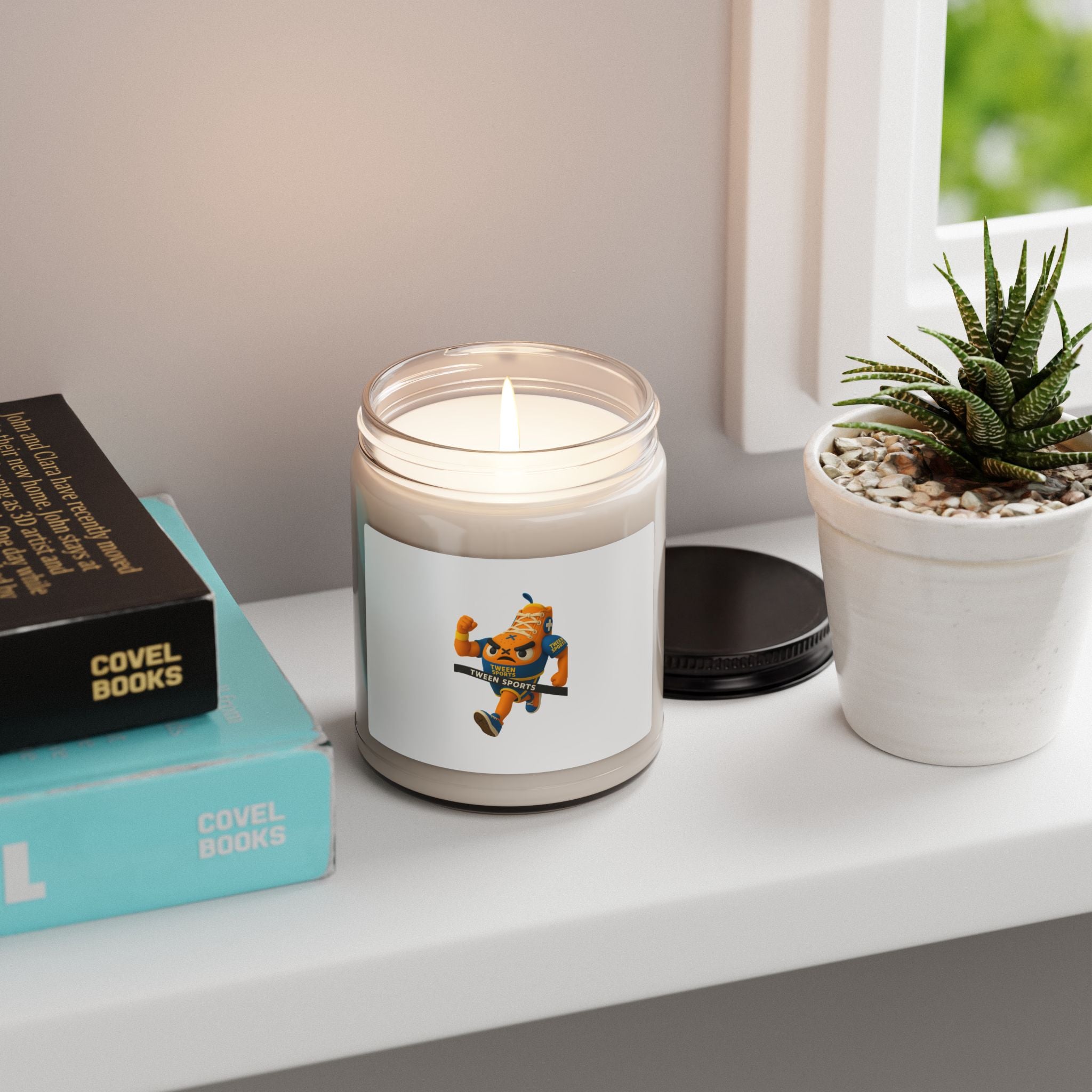 Soy Candle — Citrus Mascot Scented 9oz (Playful Orange Runner Design)