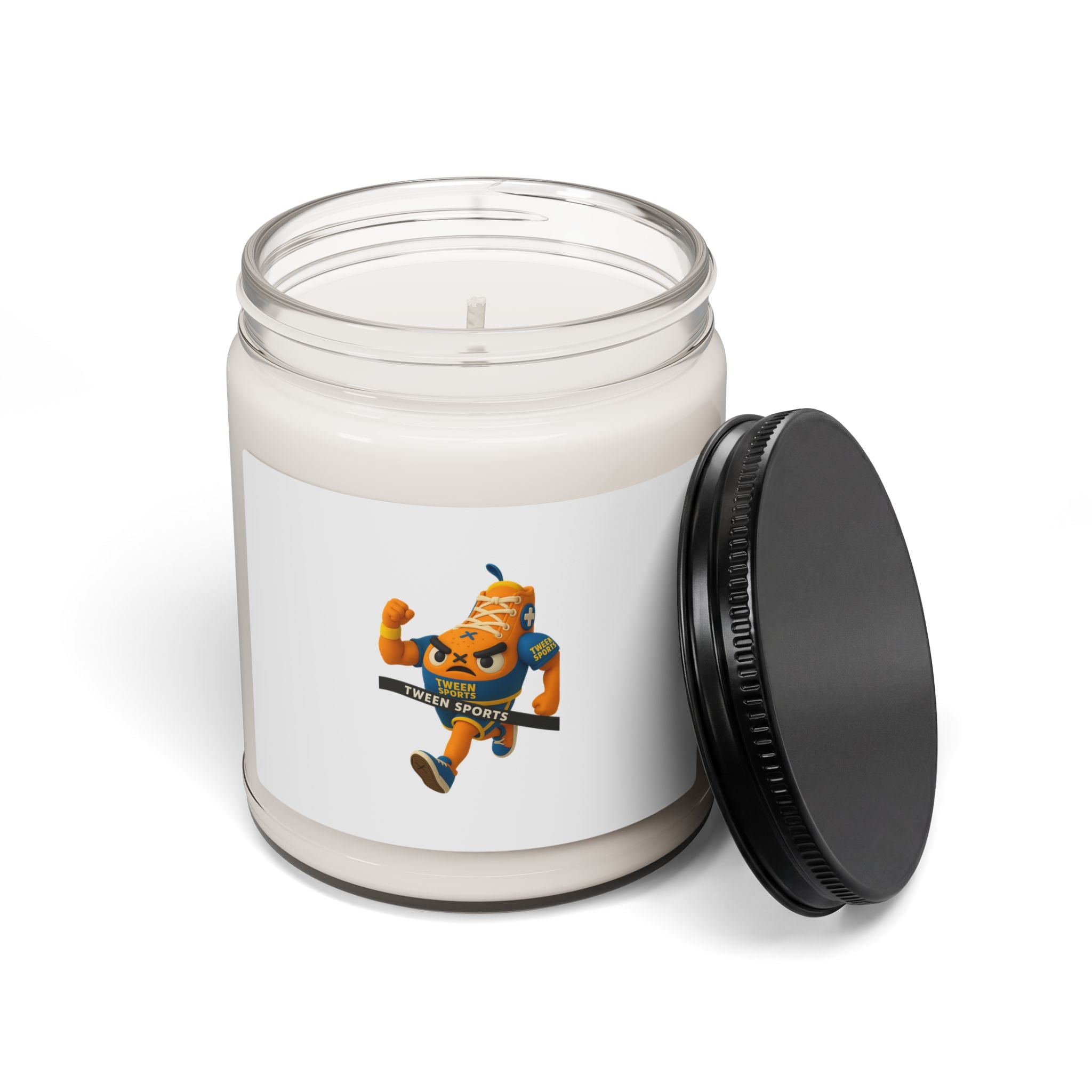 Soy Candle — Citrus Mascot Scented 9oz (Playful Orange Runner Design)