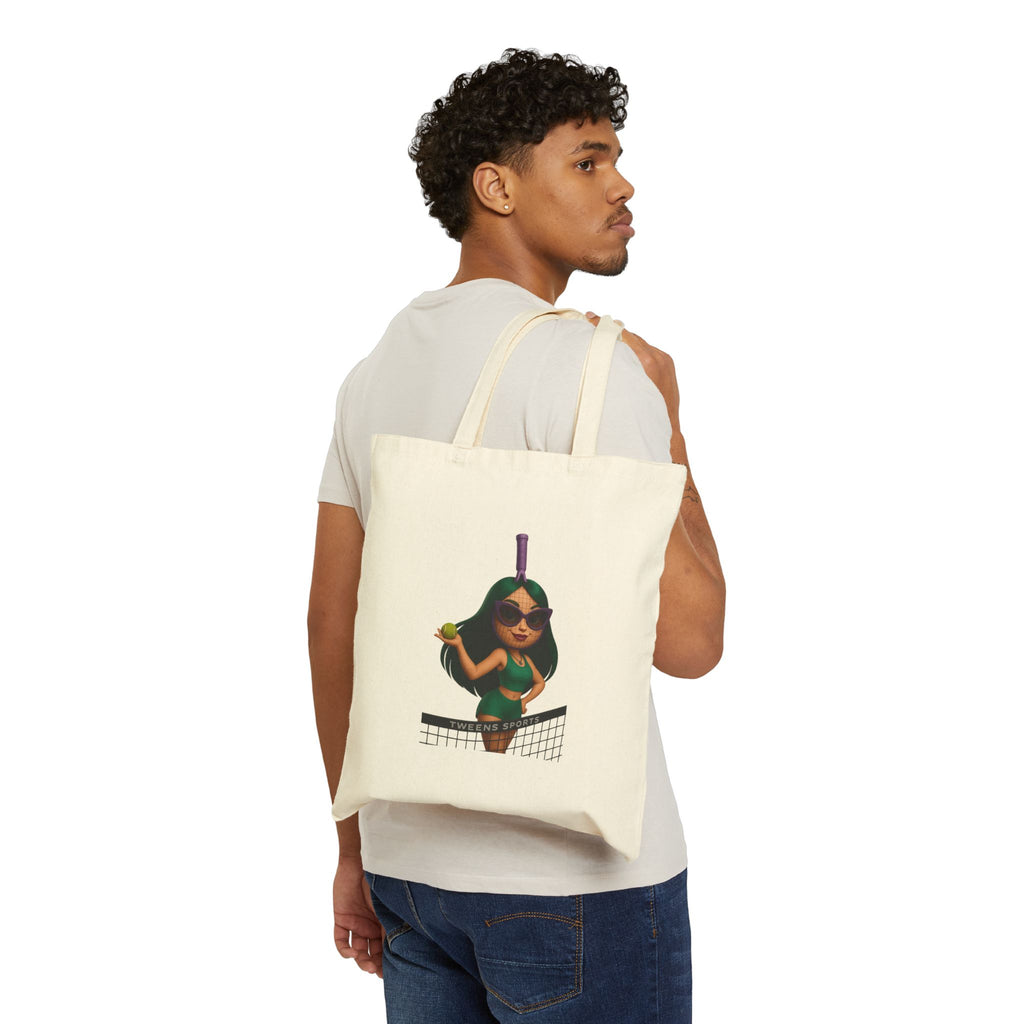 Beach Volleyball Girl Tote Bag – Cute Female Player Graphic Cotton Canvas Tote