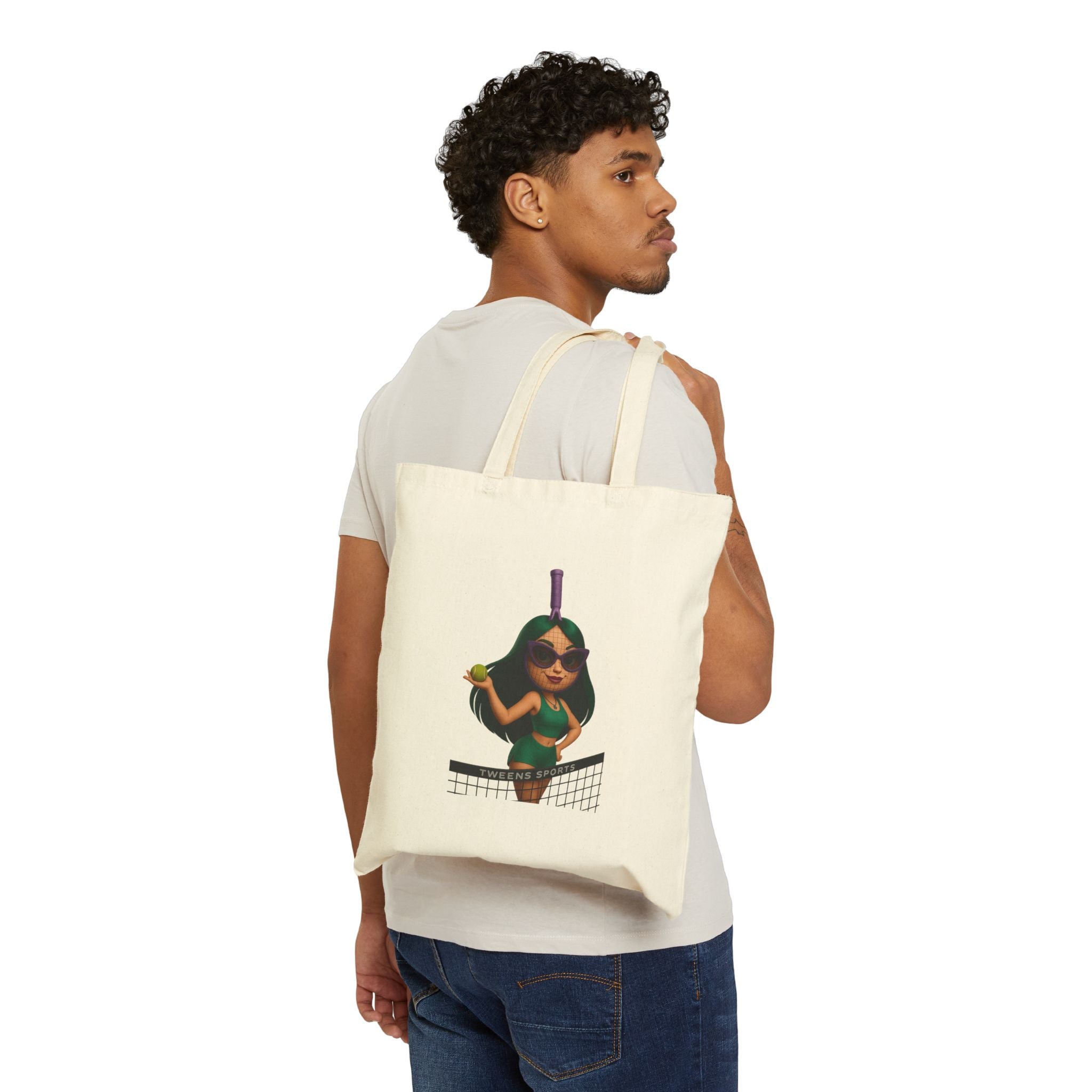 Beach Volleyball Girl Tote Bag – Cute Female Player Graphic Cotton Canvas Tote