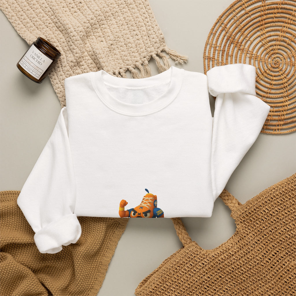 Pumpkin Skate Crewneck Sweatshirt — Cute Autumn Skateboarding Graphic