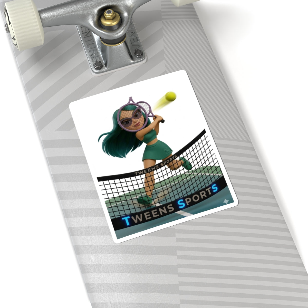 Tweens Sports Tennis Sticker — Cute Girl Tennis Player Kiss-Cut Sticker