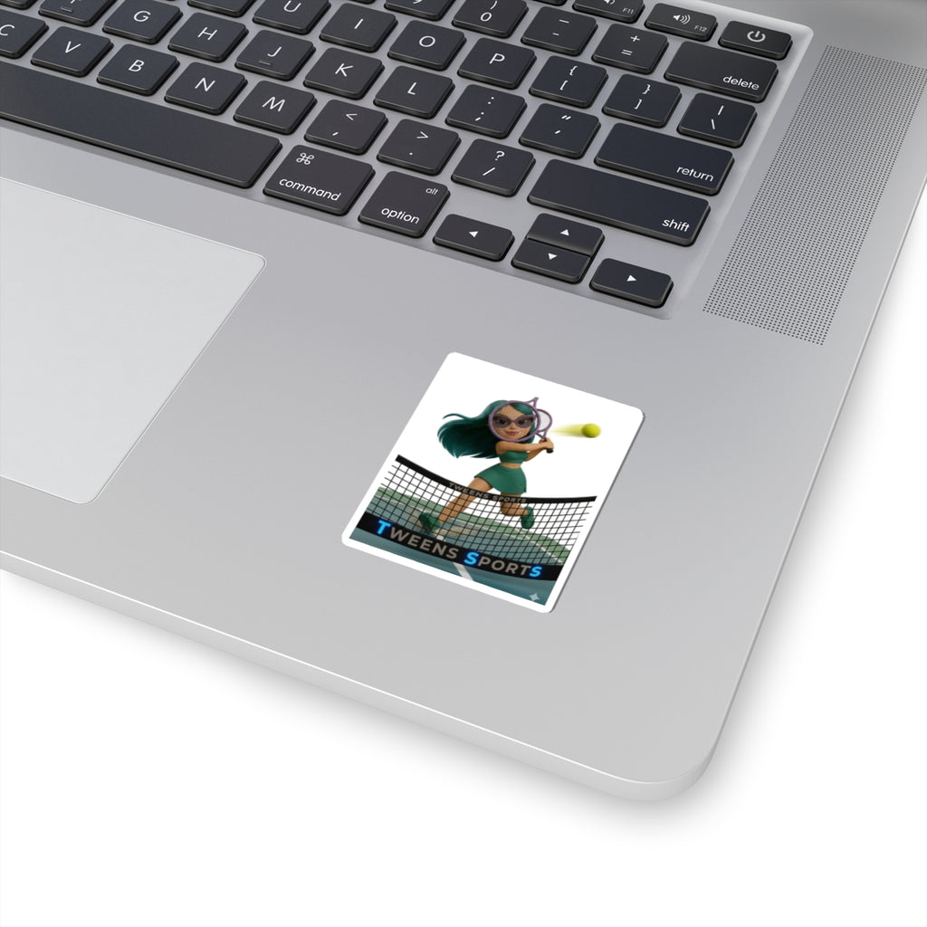 Tweens Sports Tennis Sticker — Cute Girl Tennis Player Kiss-Cut Sticker