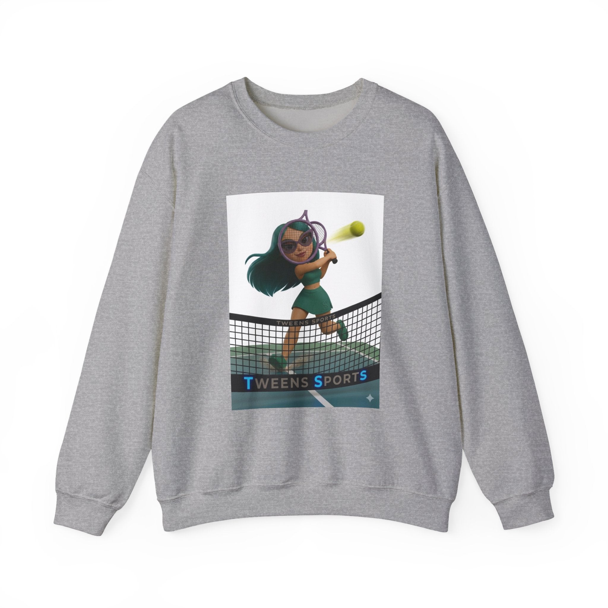 Tween Tennis Crewneck Sweatshirt — "TWEENS SPORTS" Graphic